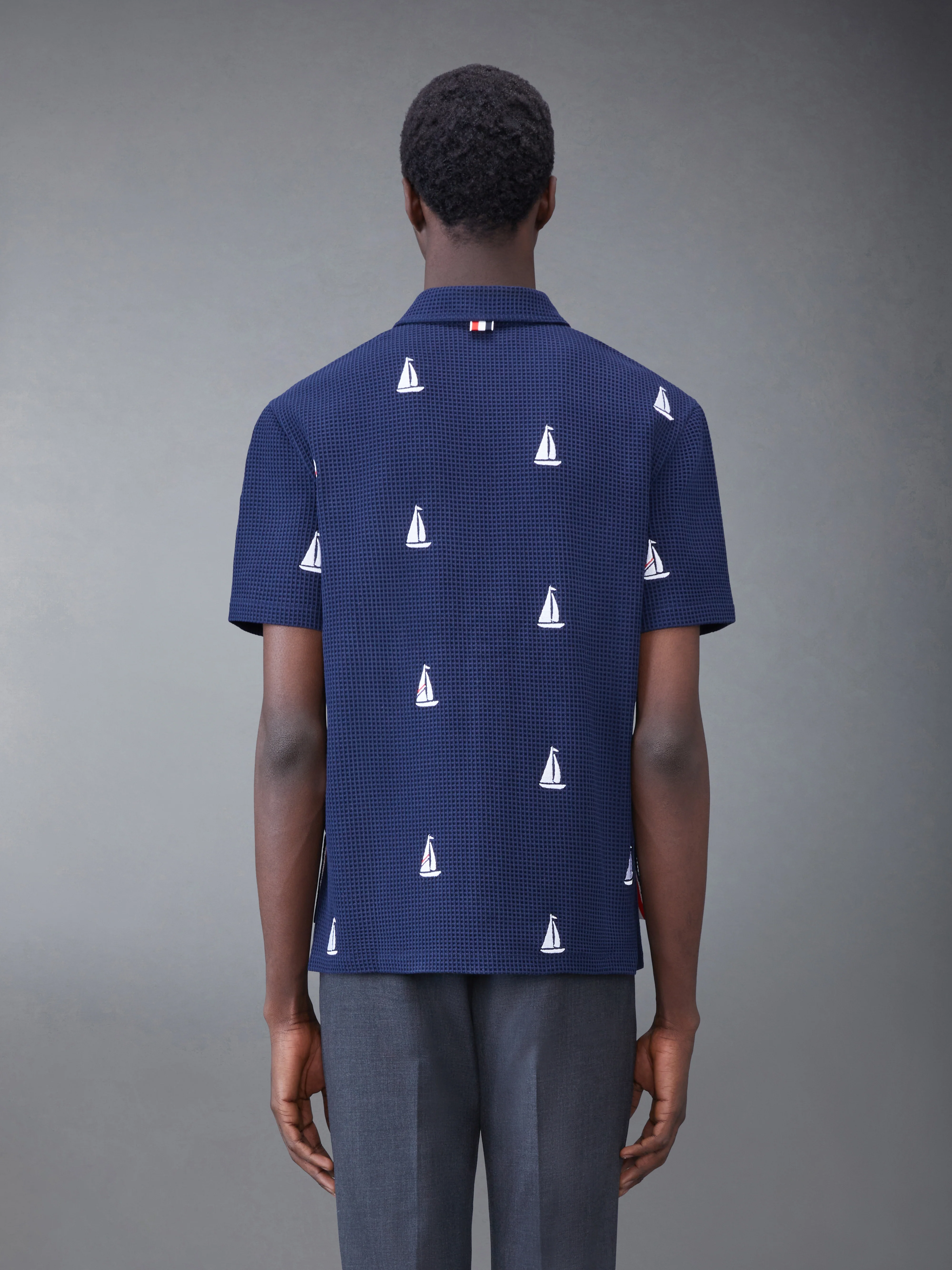 Textured Check Sailboat Short Sleeve Shirt - Image 2