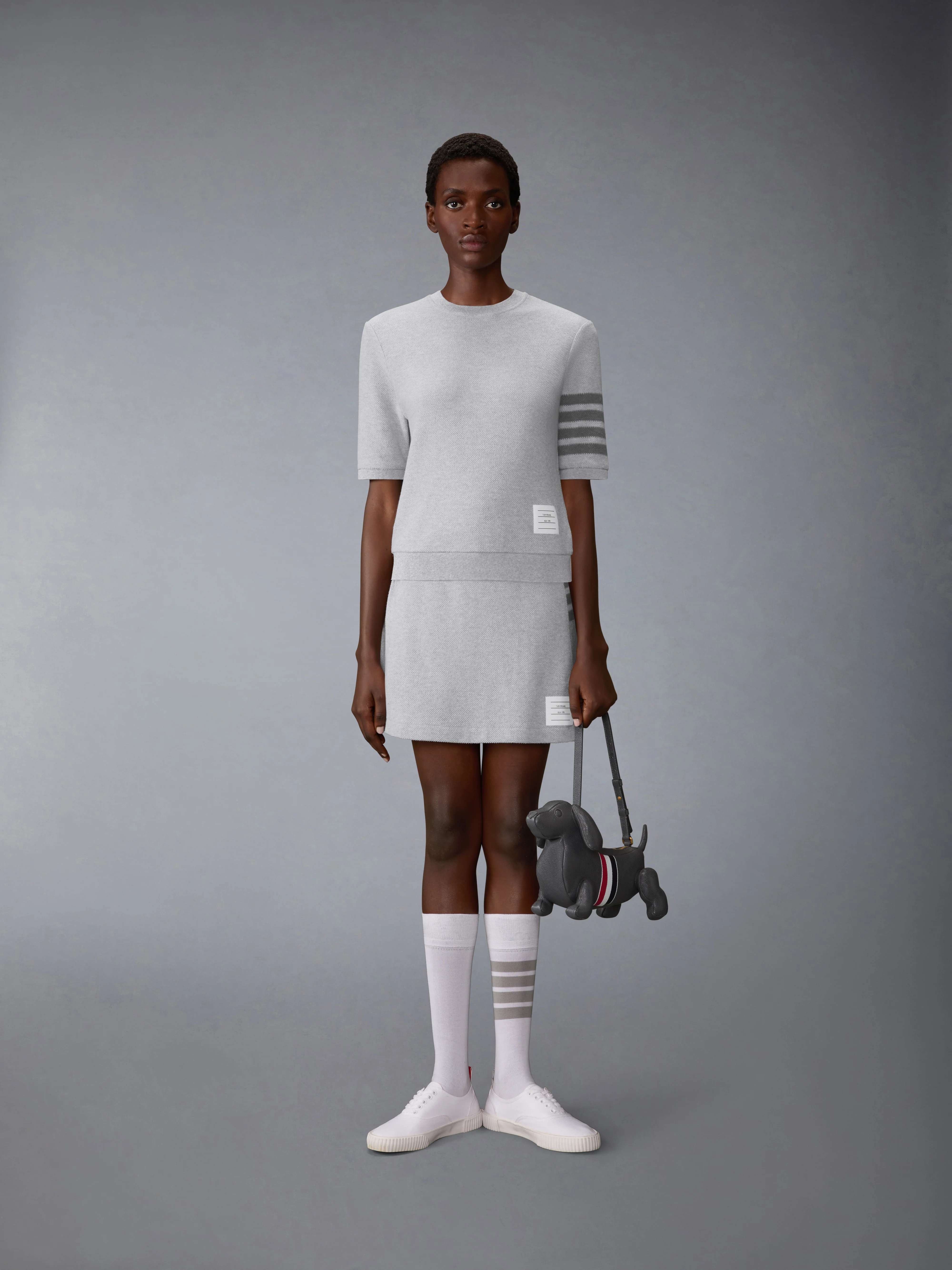TEXTURED PIQUE 4-BAR BOX PLEAT MINI SKIRT - Image 4
