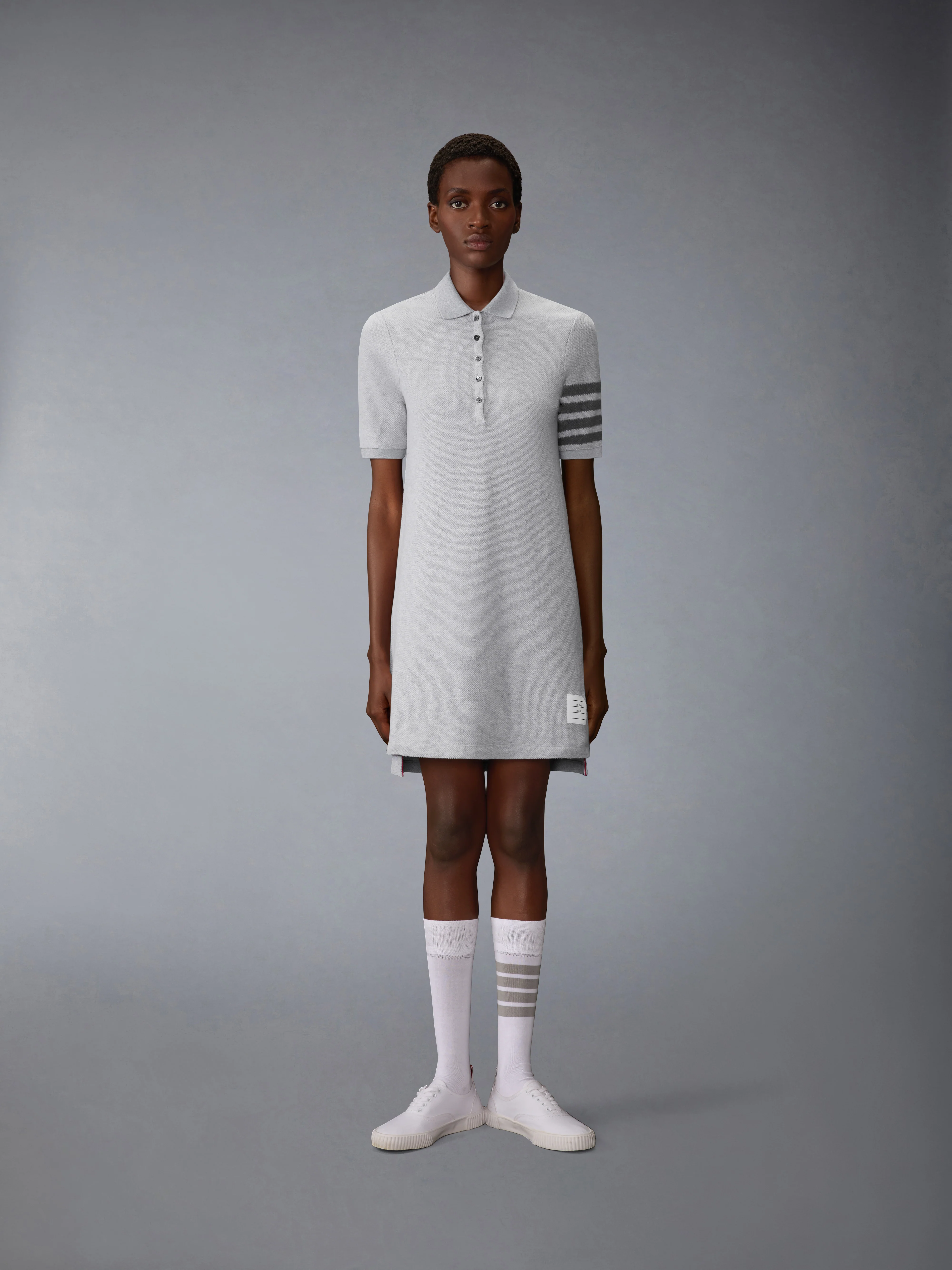 TEXTURED PIQUE 4-BAR POLO DRESS