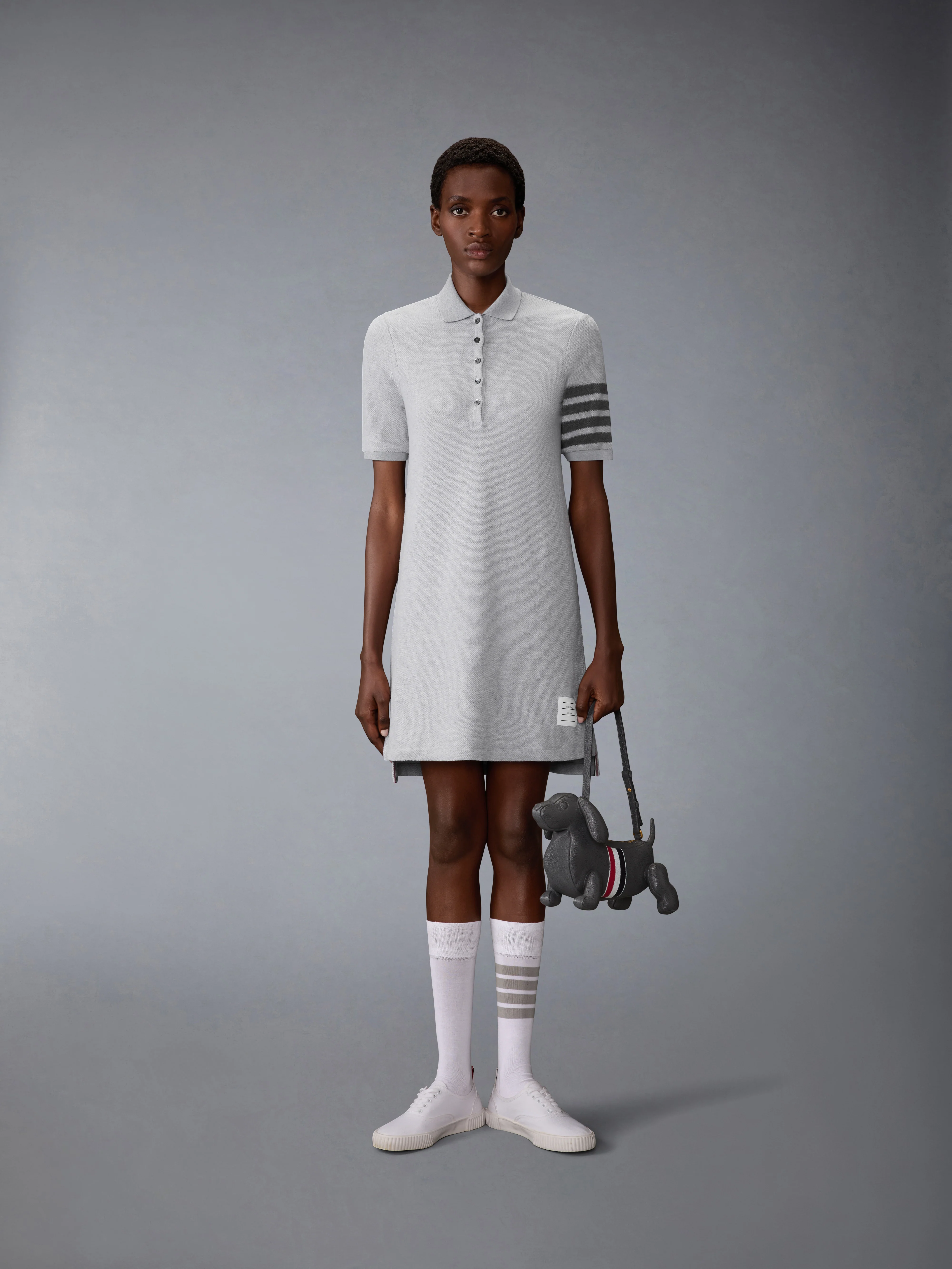 TEXTURED PIQUE 4-BAR POLO DRESS - Image 4