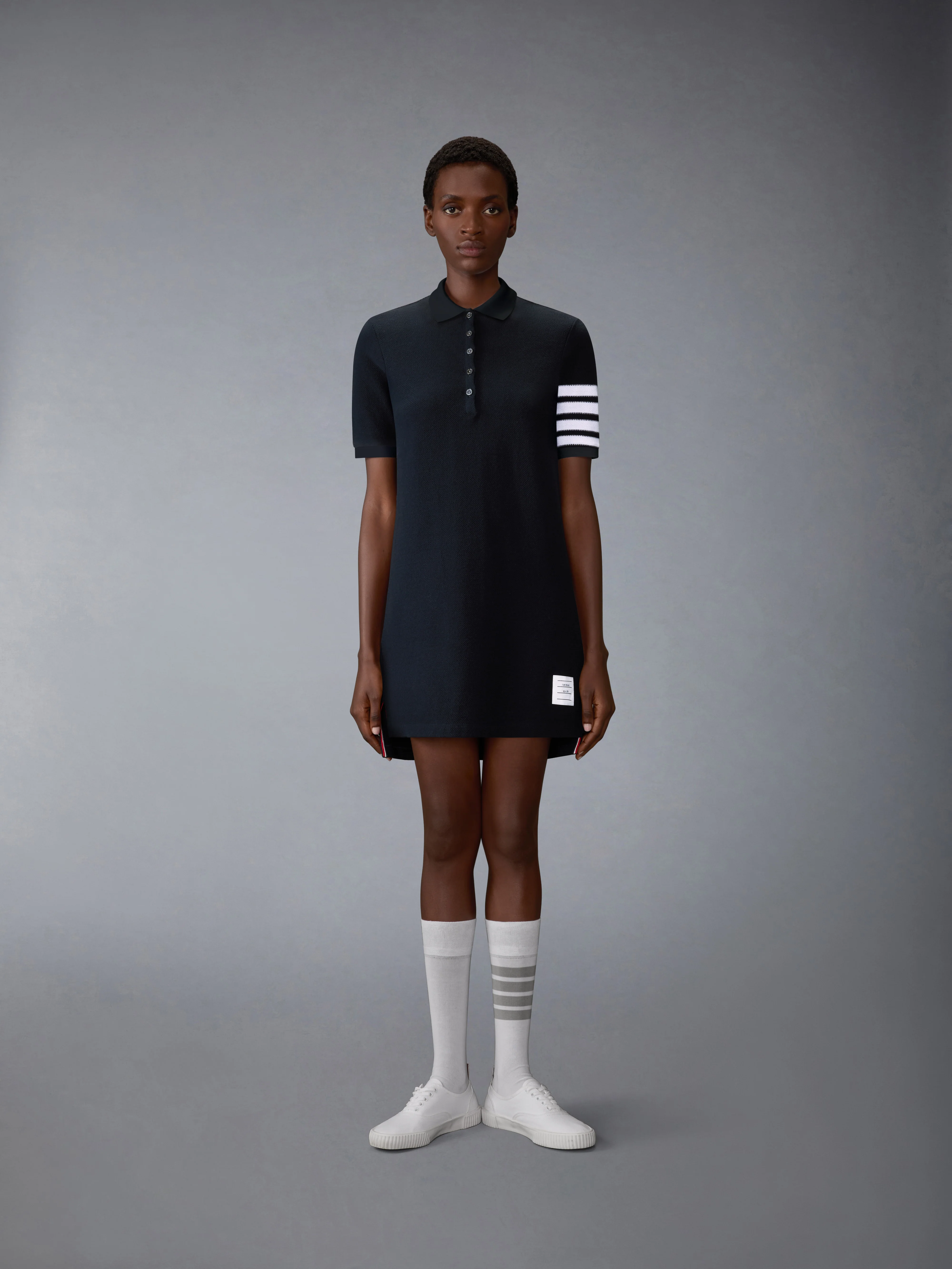 TEXTURED PIQUE 4-BAR POLO DRESS