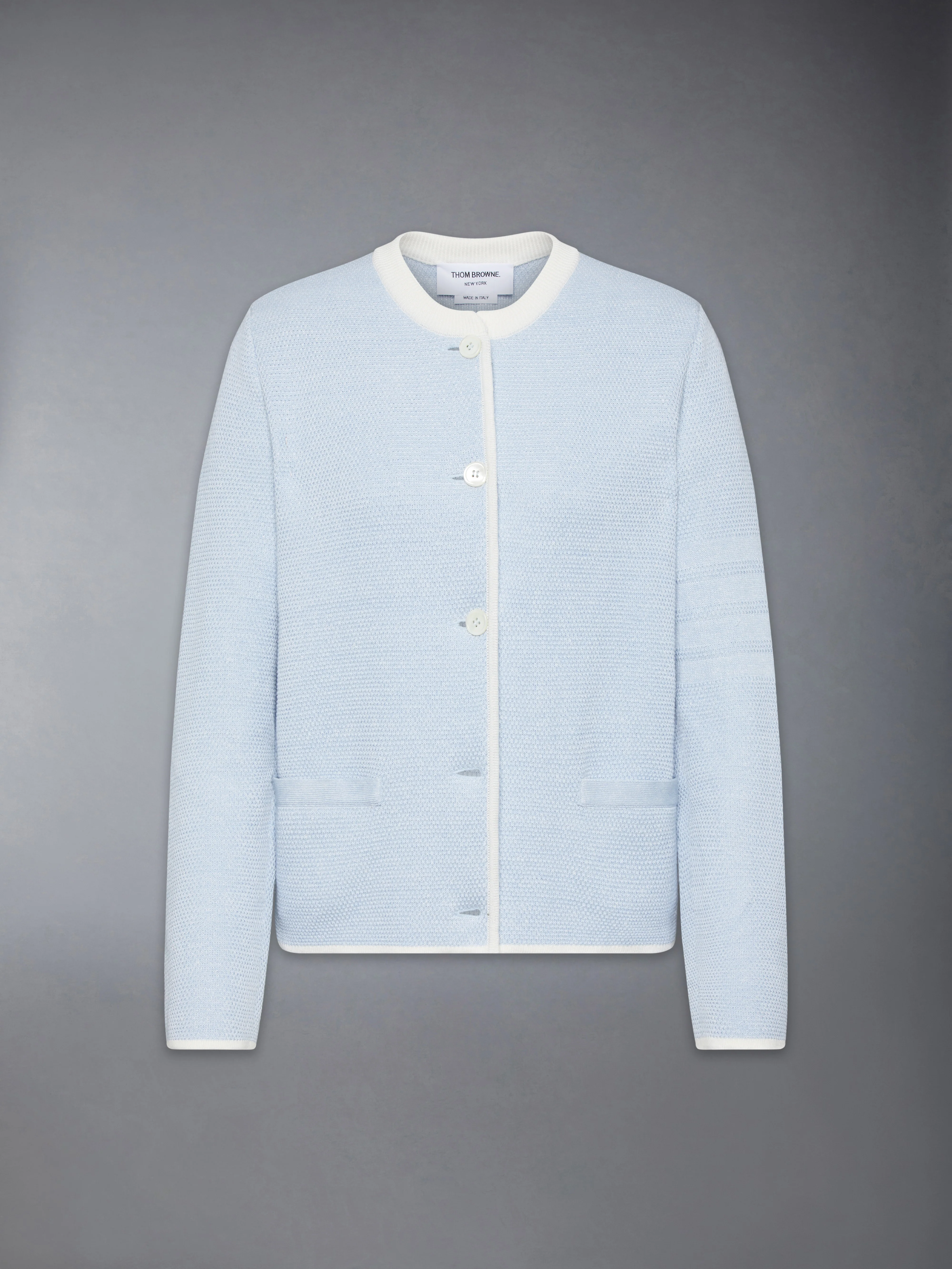 TEXTURED STITCH 4-BAR CEW NECK CARDIGAN - Image 6