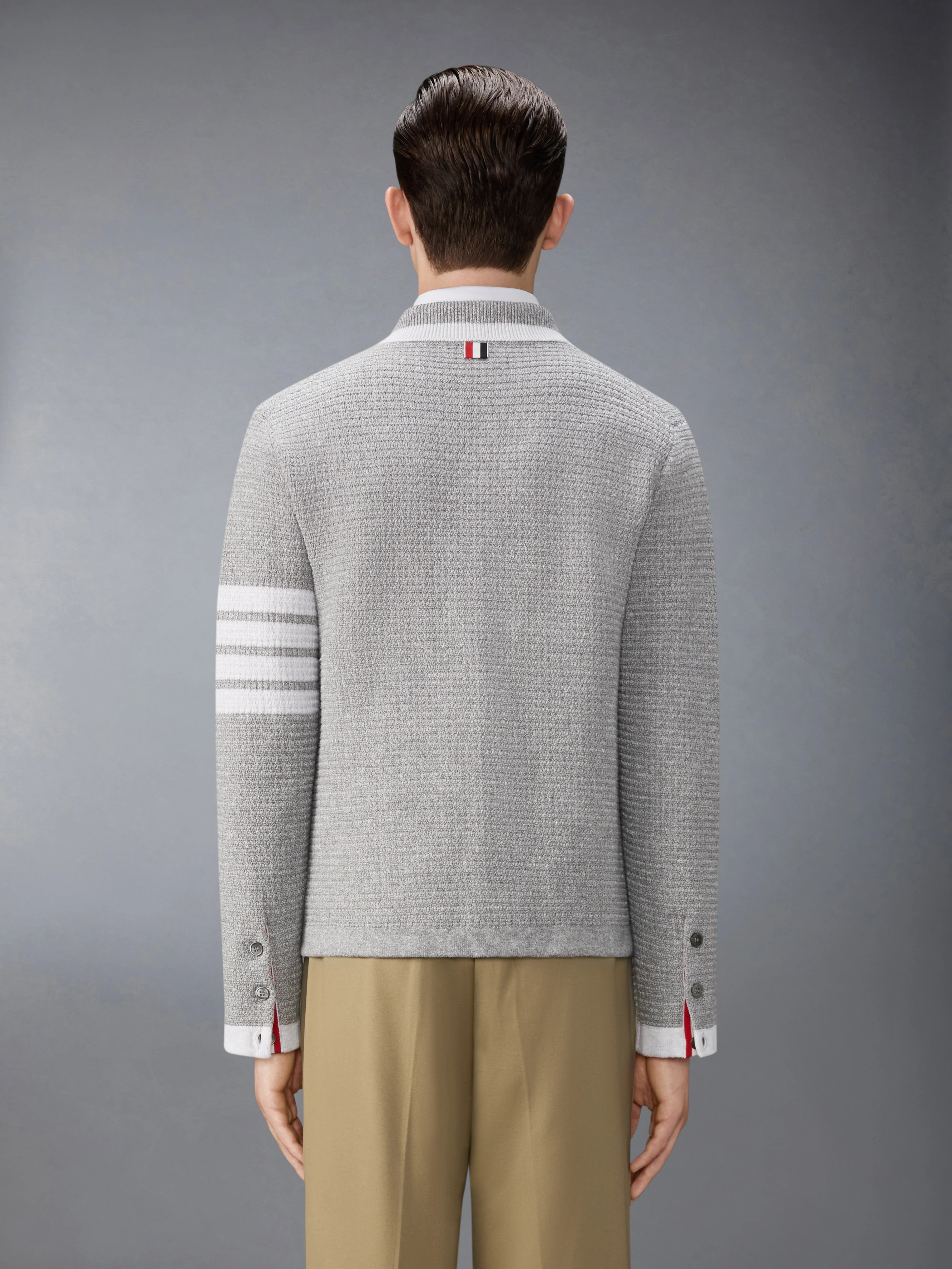 TEXTURED STITCH LINEN 4-BAR CARDIGAN JACKET - Image 2