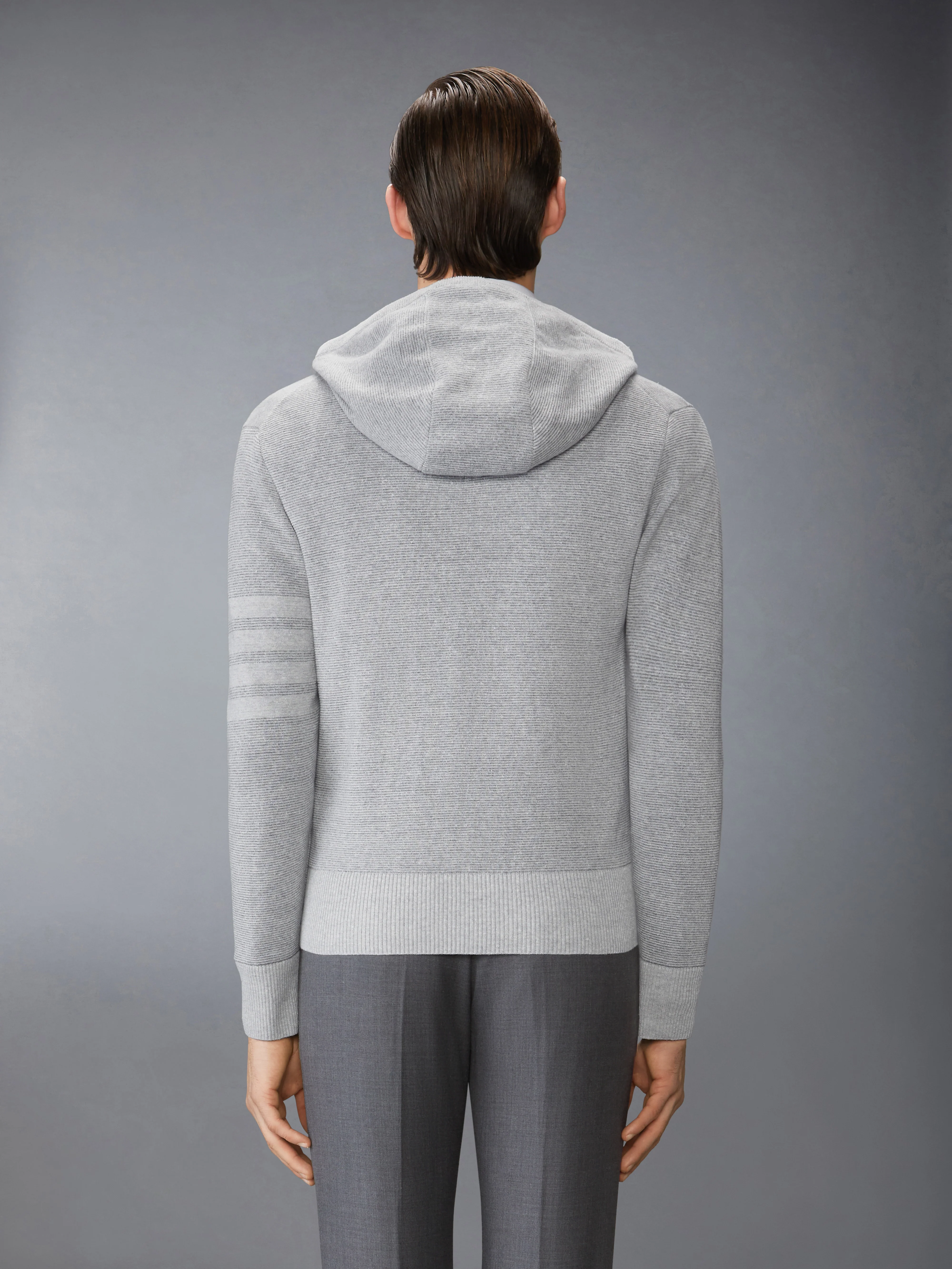 TEXTURED STRIPED STITCH 4-BAR RELAXED FIT HOODIE - Image 2