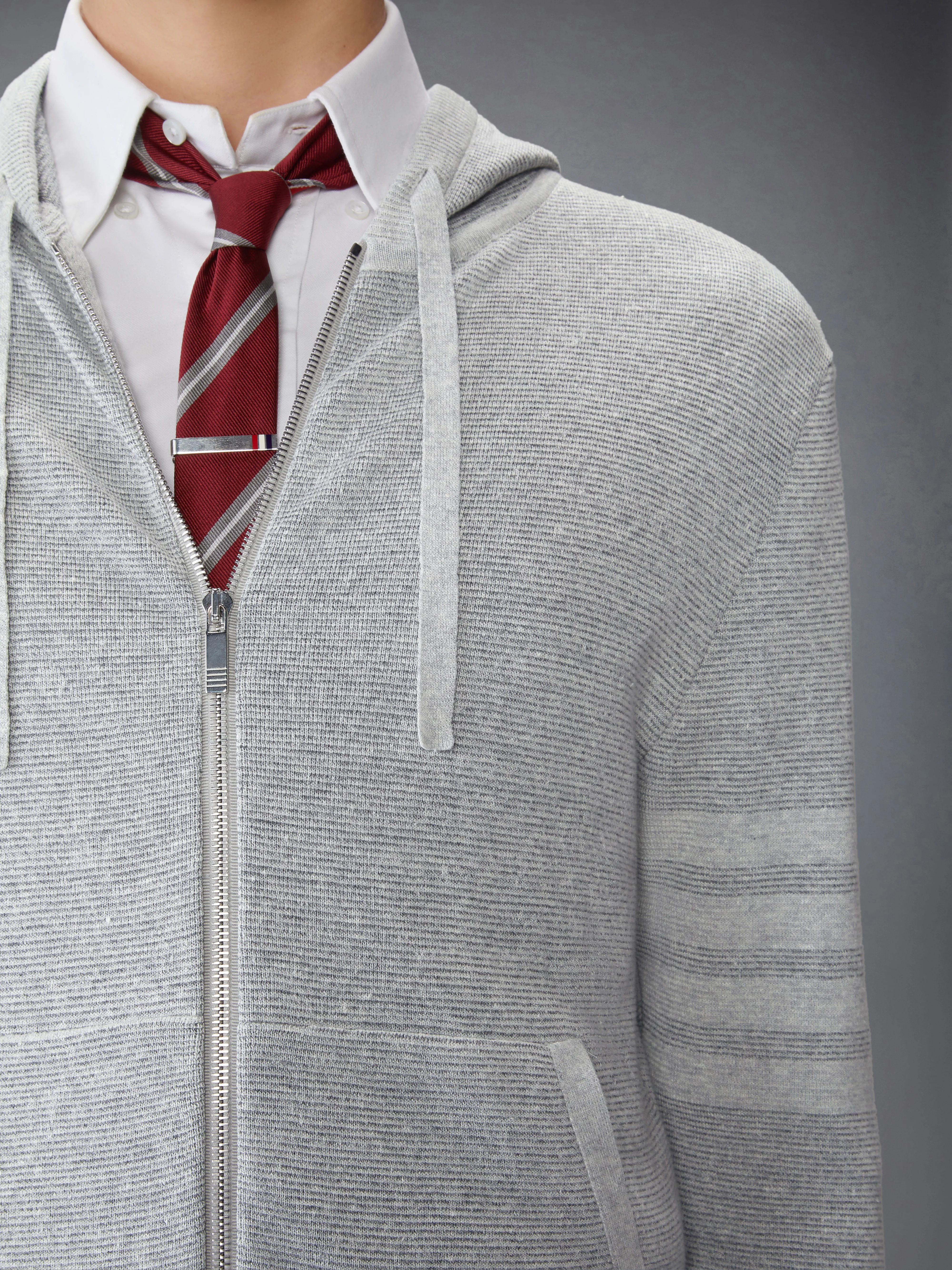 TEXTURED STRIPED STITCH 4-BAR RELAXED FIT HOODIE - Image 4
