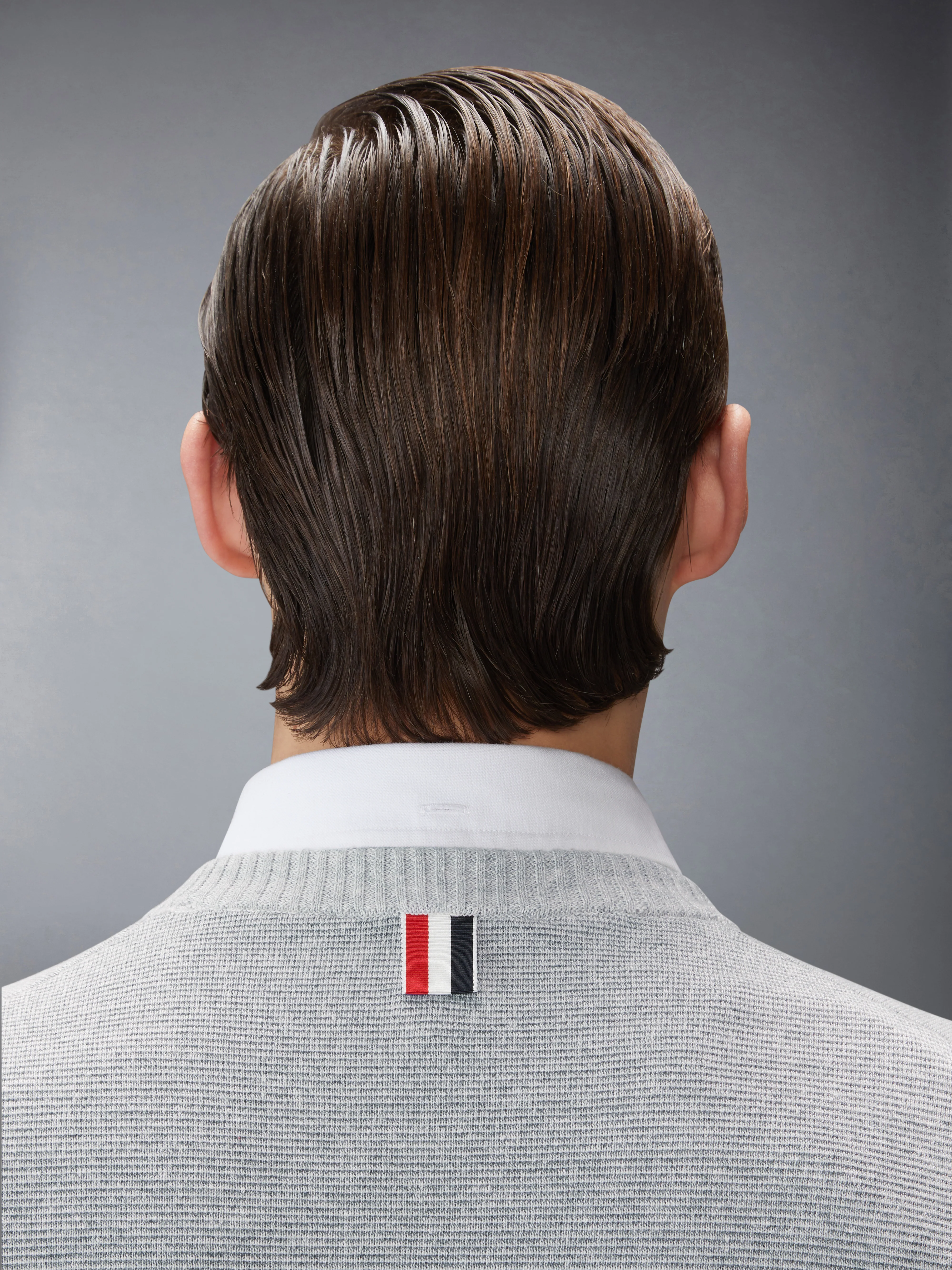 TEXTURED STRIPED STITCH 4-BAR RELAXED FIT V NECK PULLOVER - Image 4