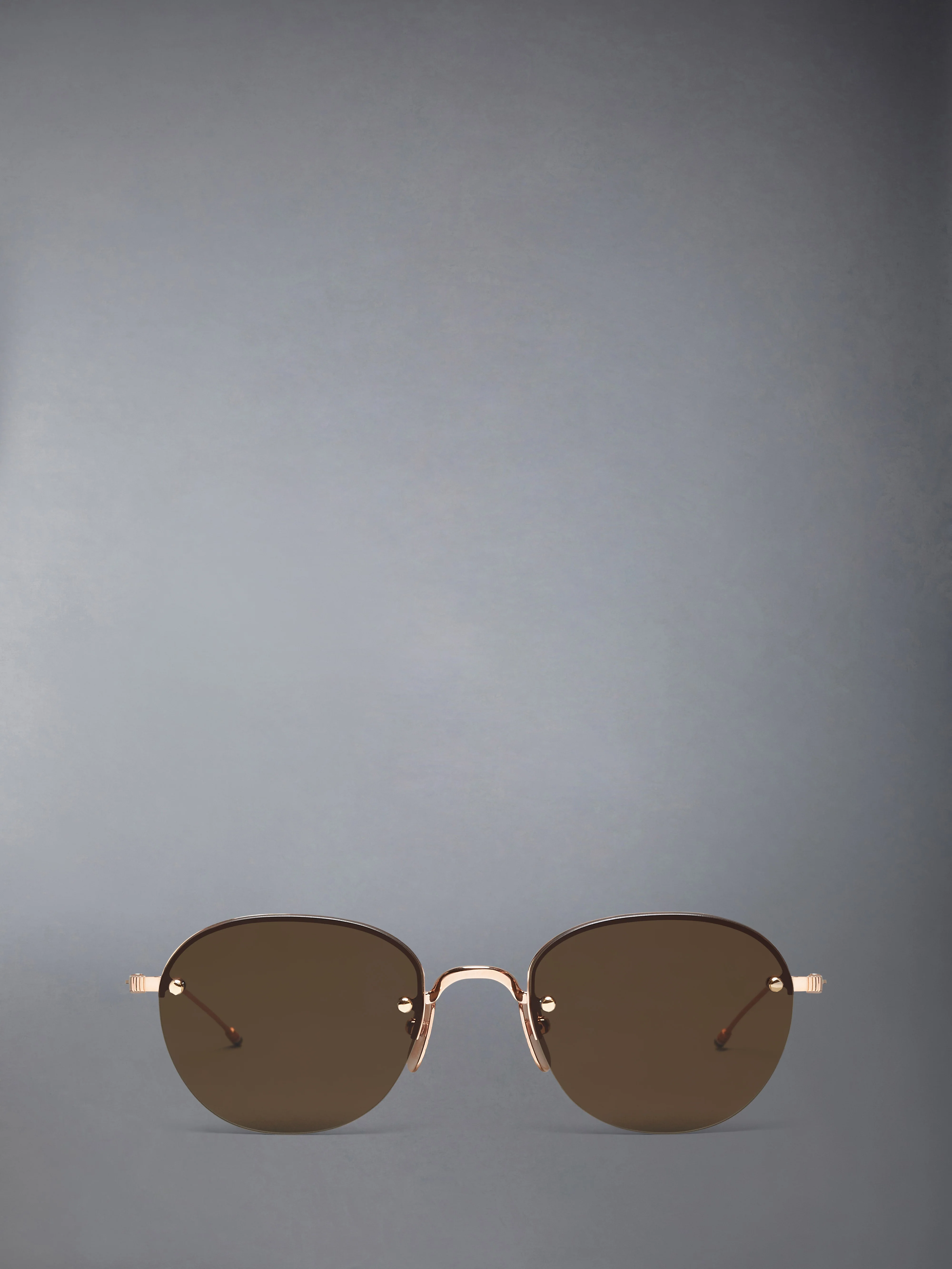 TITANIUM SEMI RIMLESS OVAL SUNGLASSES