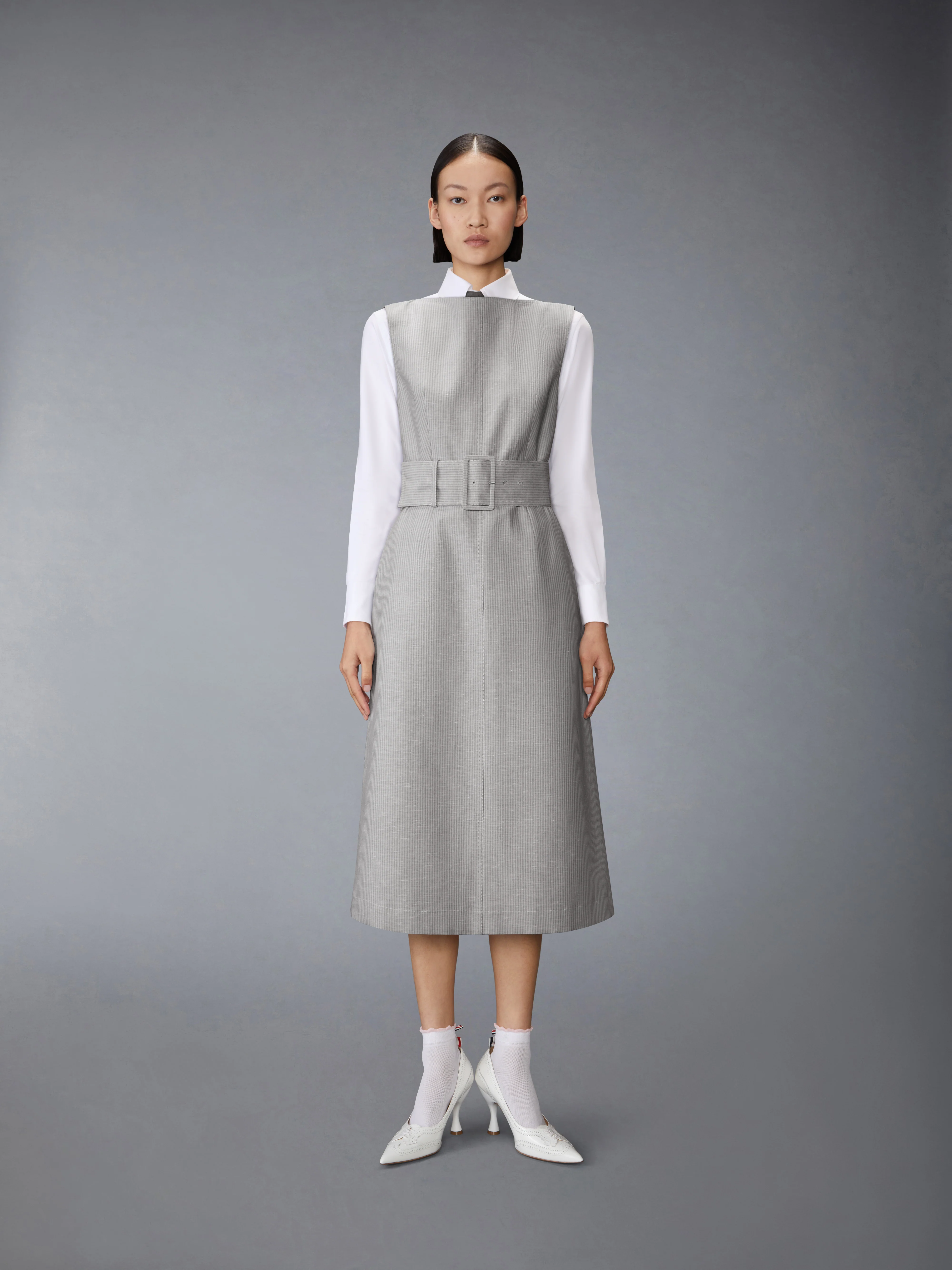TONAL UNIVERSITY STRIPE BOAT NECK DRESS