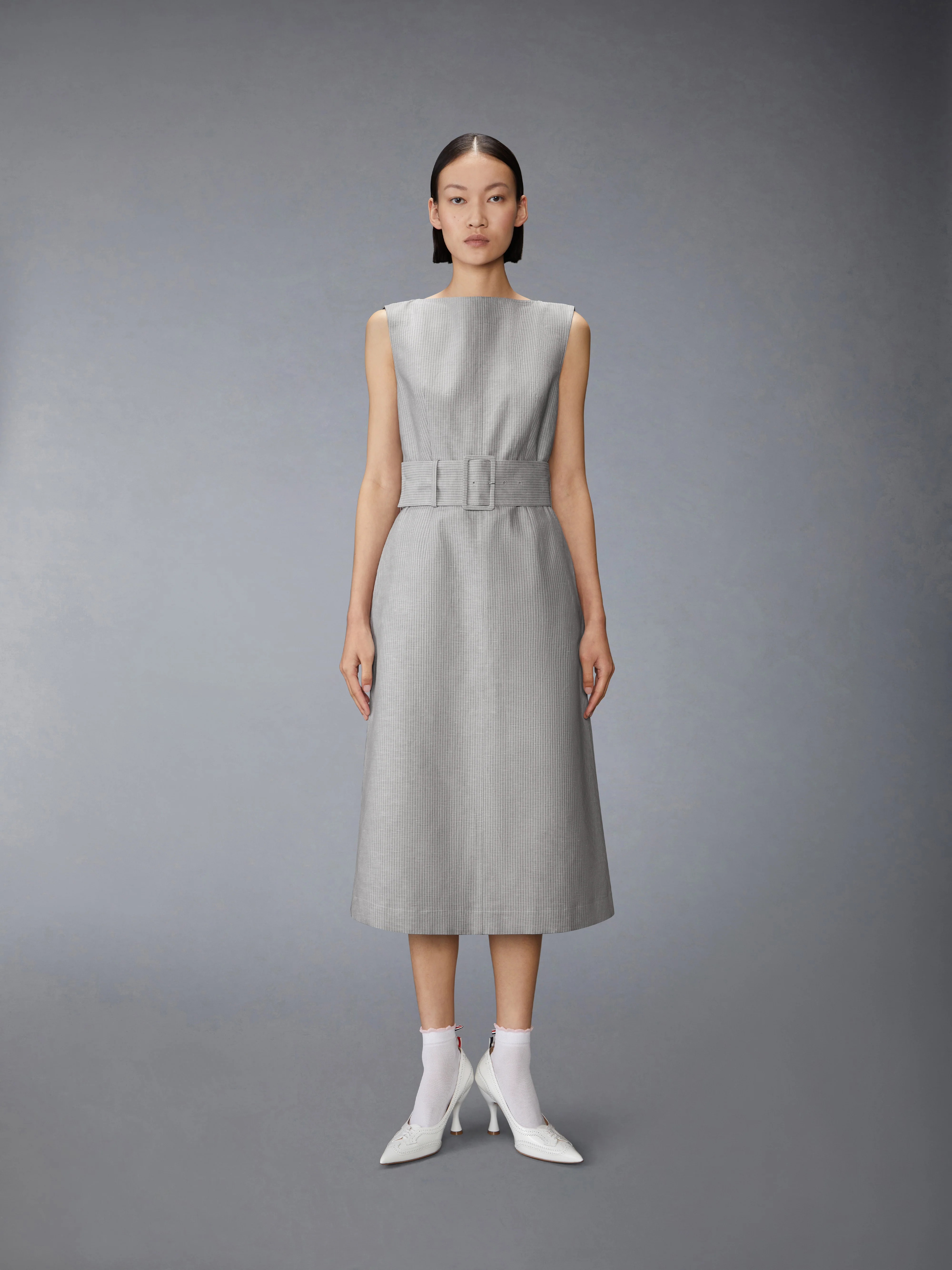TONAL UNIVERSITY STRIPE BOAT NECK DRESS - Image 3