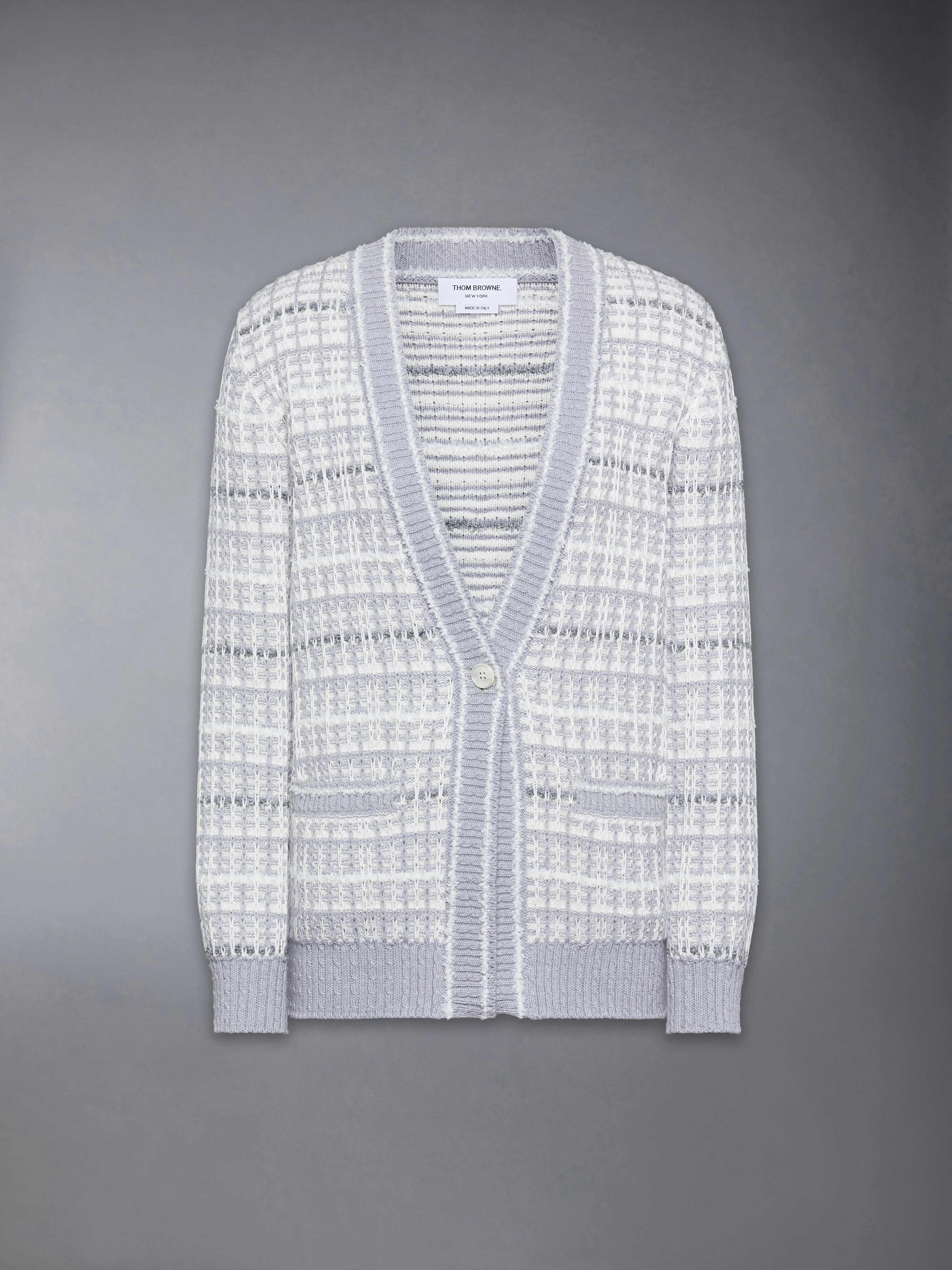 TUCK STITCH TWEED ELONGATED V-NECK CARDIGAN - Image 5