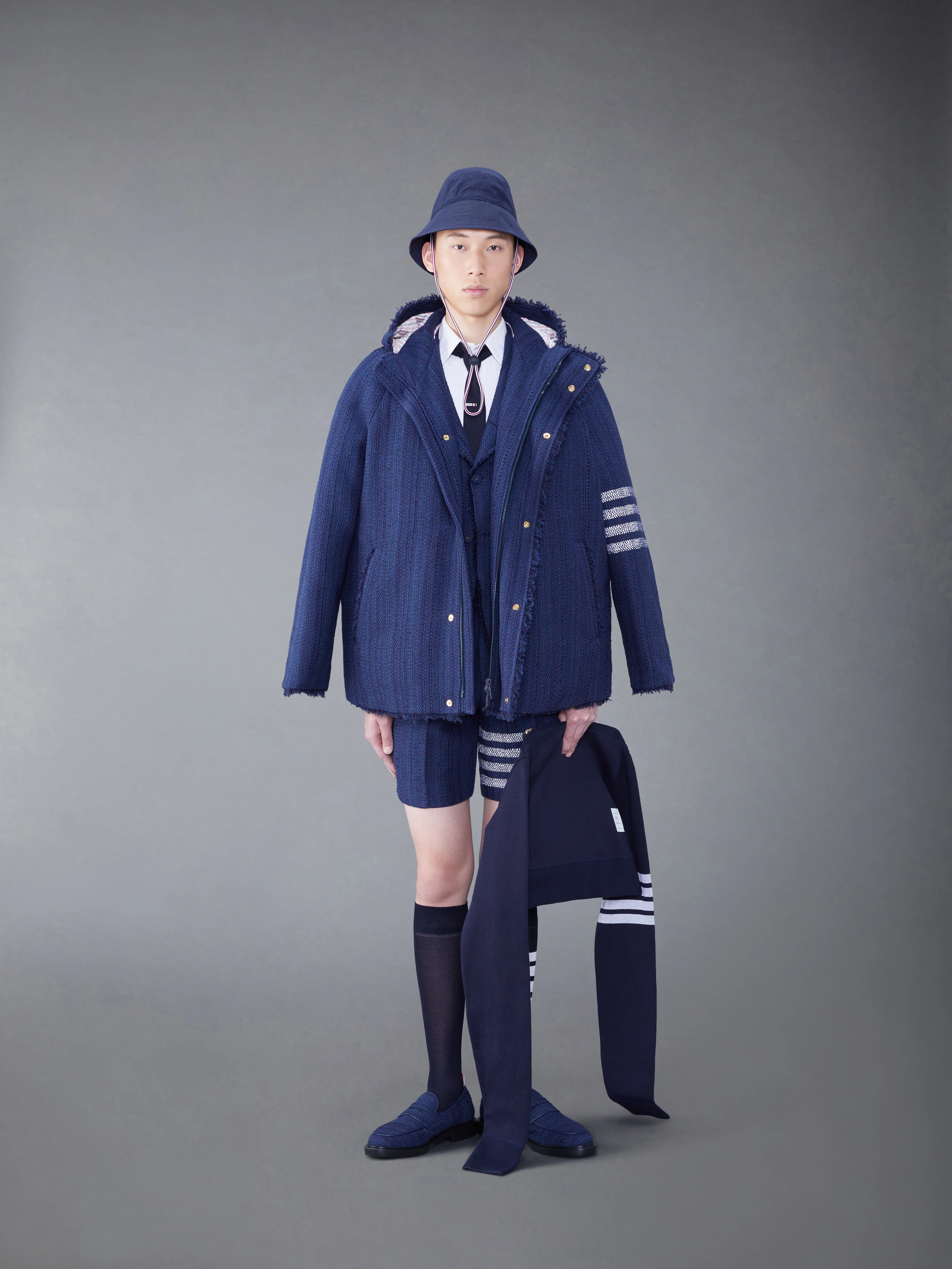 TWEED FRAY 4-BAR SACK JACKET - Image 4
