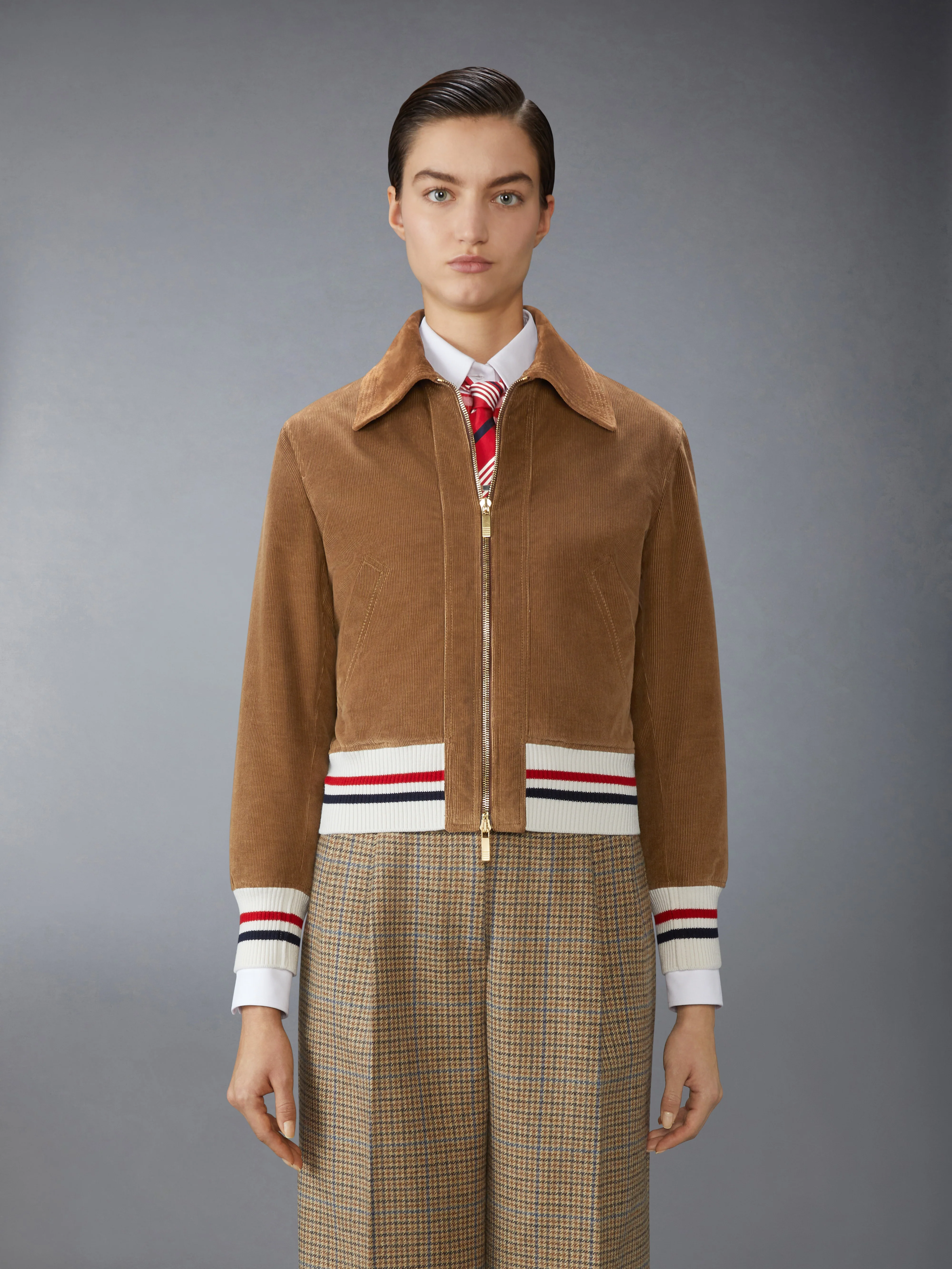 WALE CORDUROY DOWN FILLED CROPPED FLIGHT JACKET