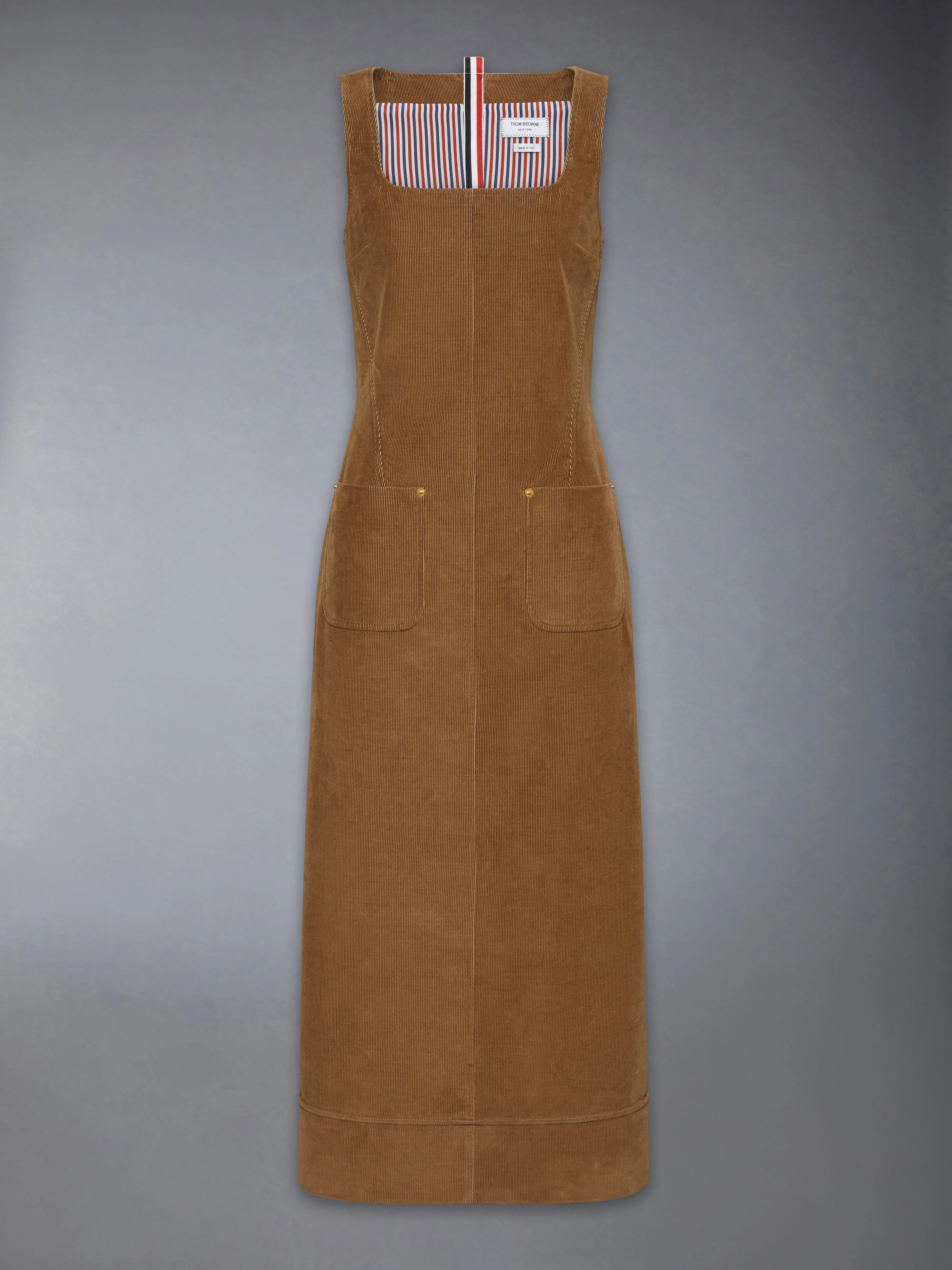 WALE CORDUROY SQUARE NECK COLUMN DRESS - Image 11