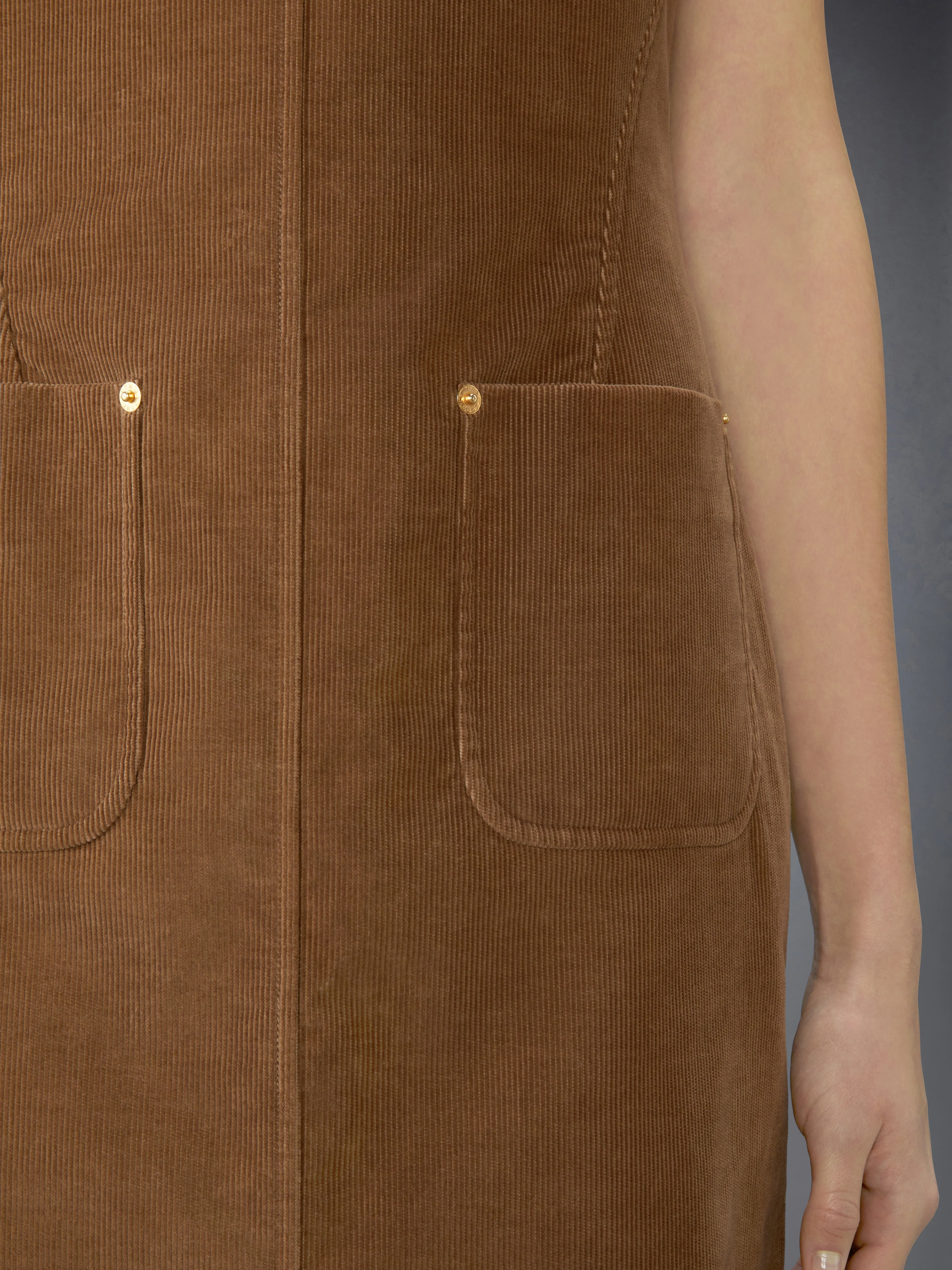 WALE CORDUROY SQUARE NECK COLUMN DRESS - Image 7