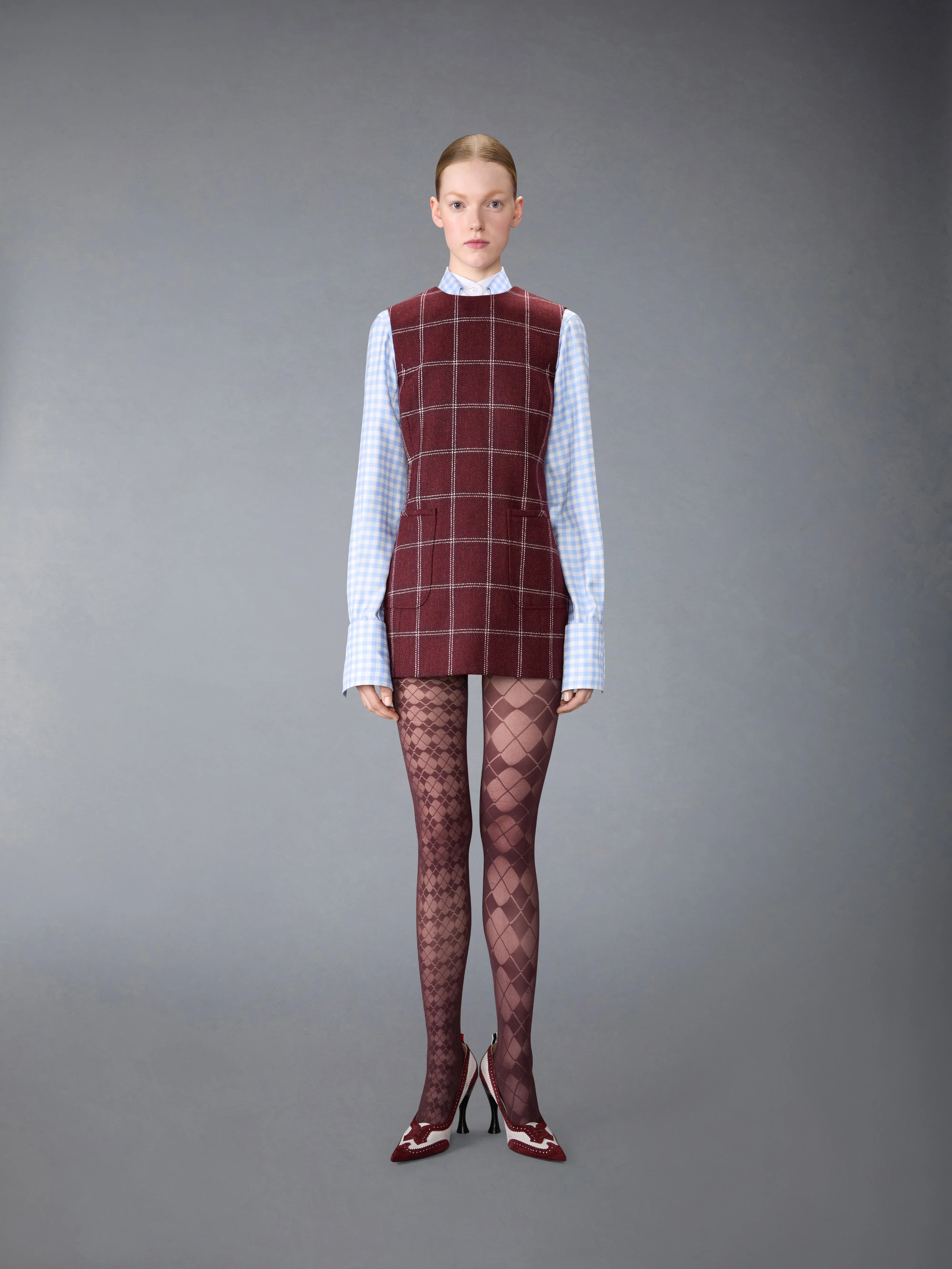 WINDOWPANE HUNTING TWEED MINI PENCIL DRESS