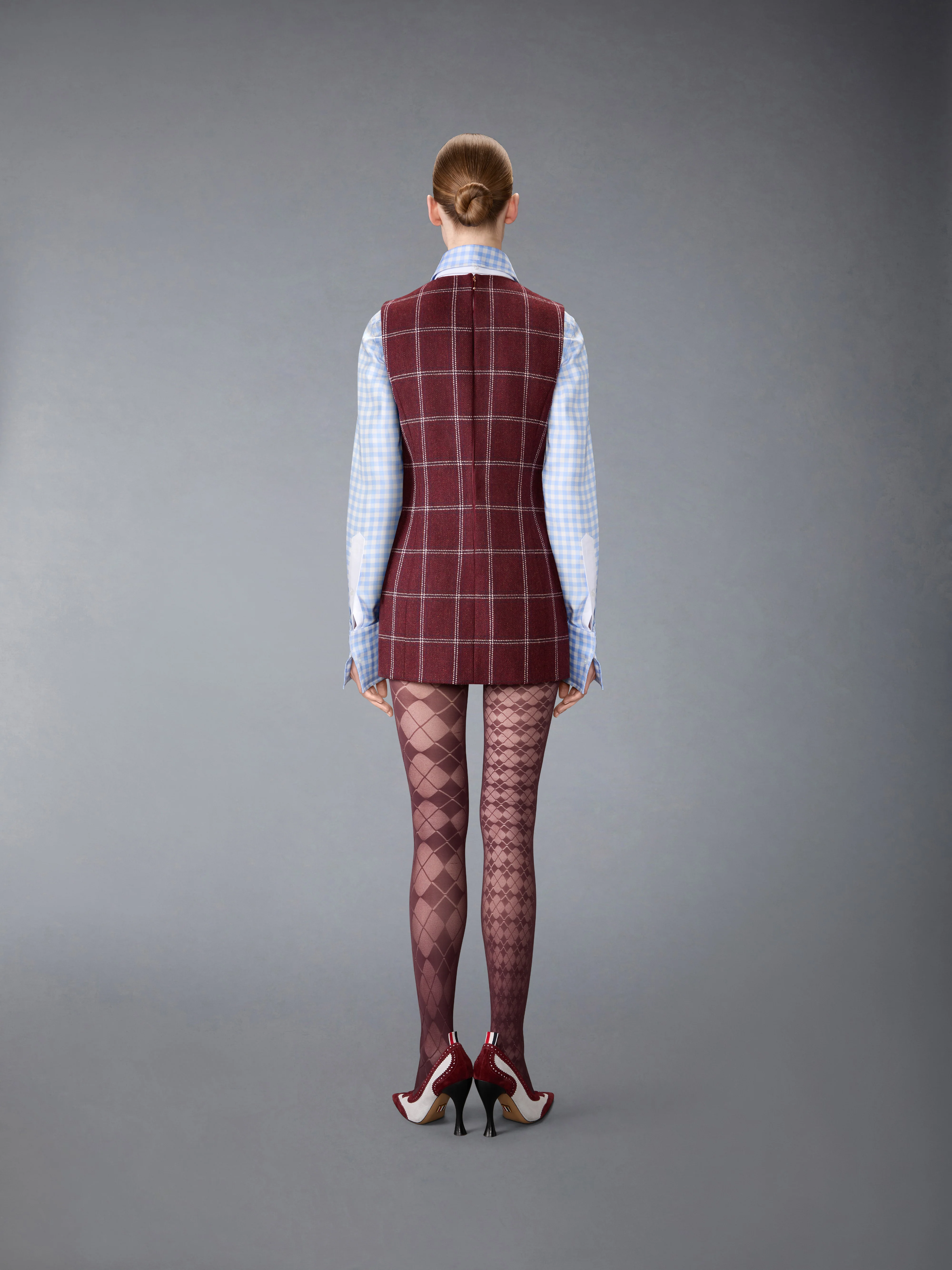 WINDOWPANE HUNTING TWEED MINI PENCIL DRESS - Image 4