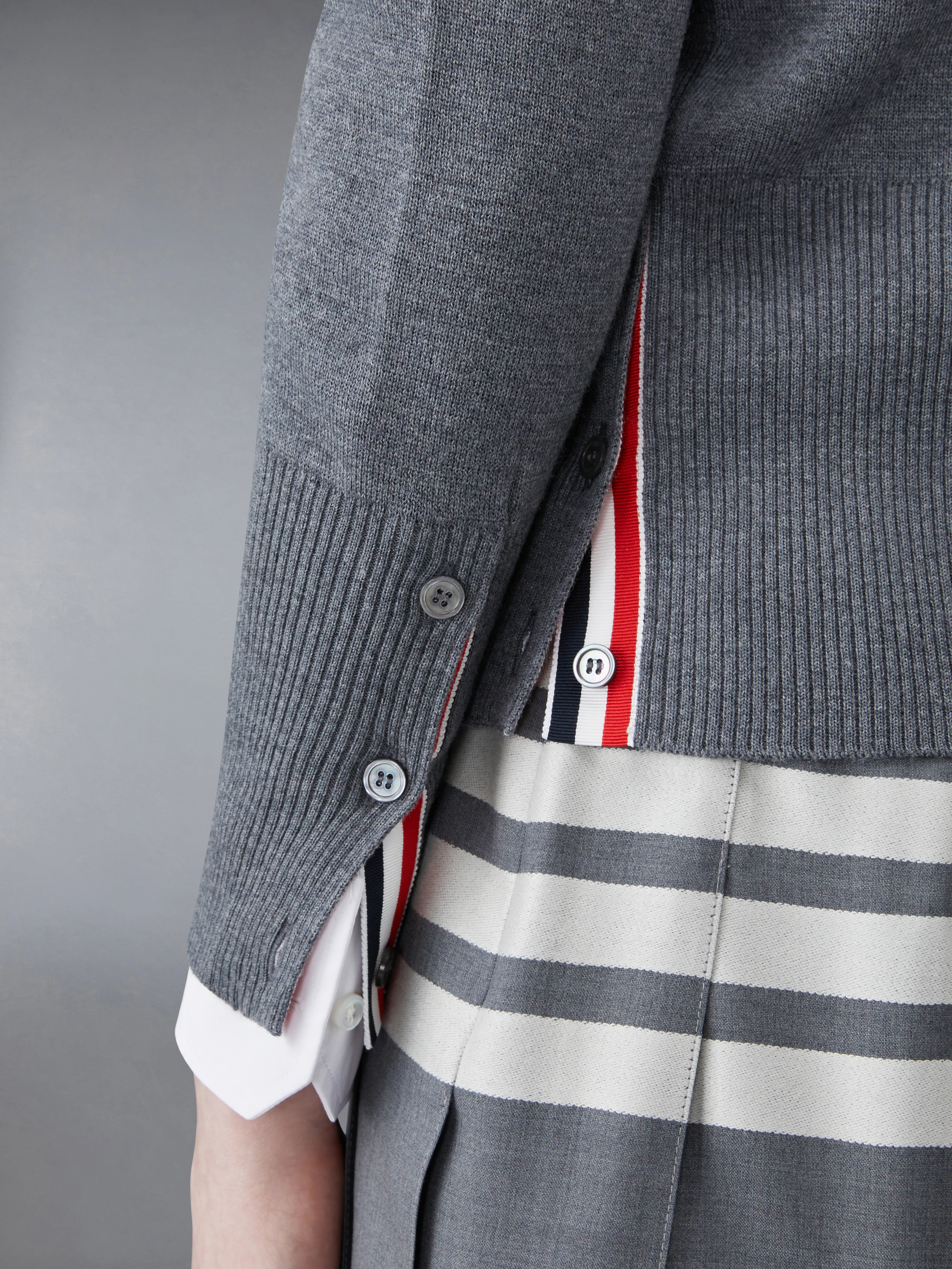 WOOL 4-BAR V-NECK CARDIGAN - Image 5