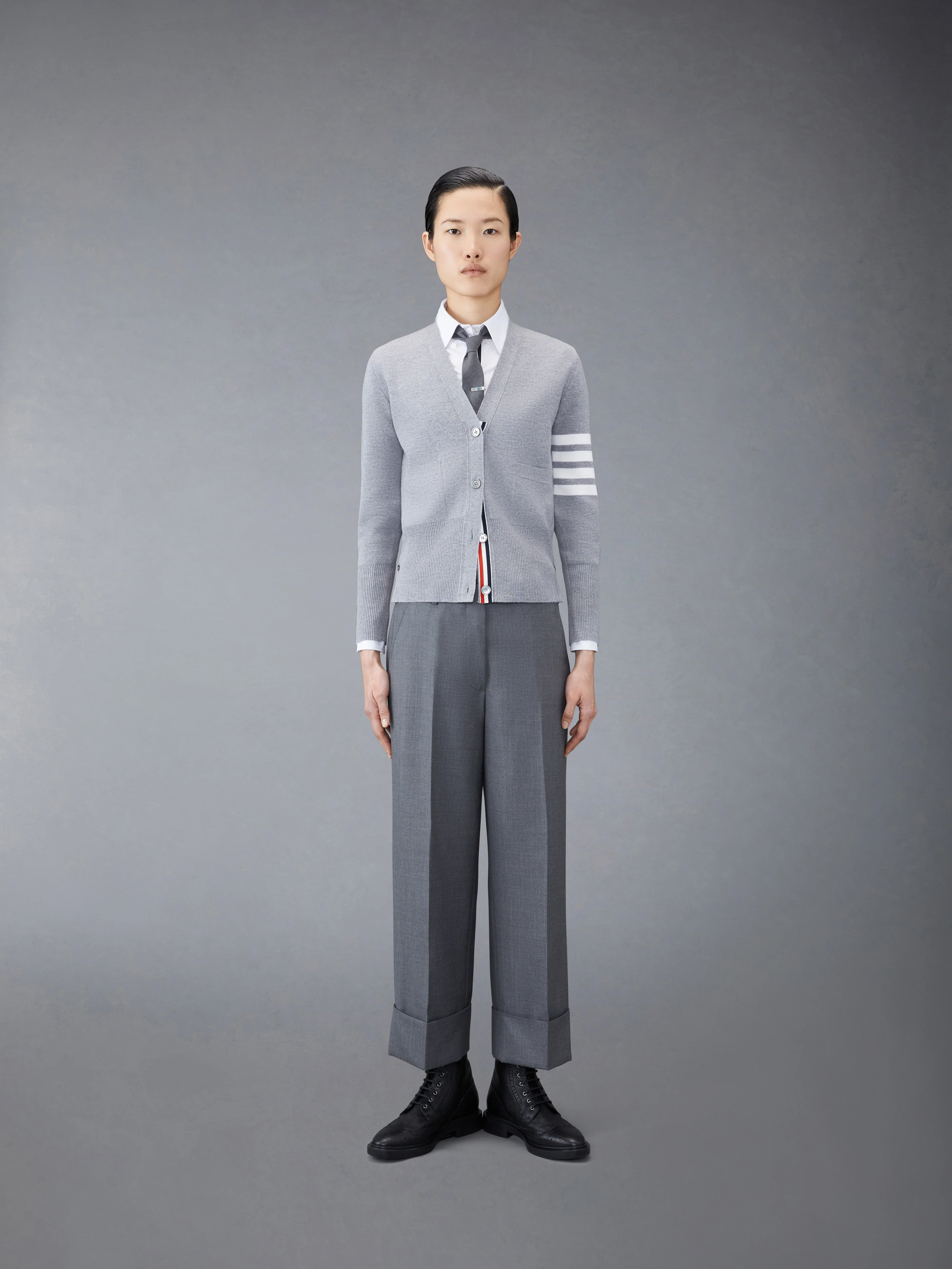 WOOL 4-BAR V-NECK CARDIGAN - Image 3