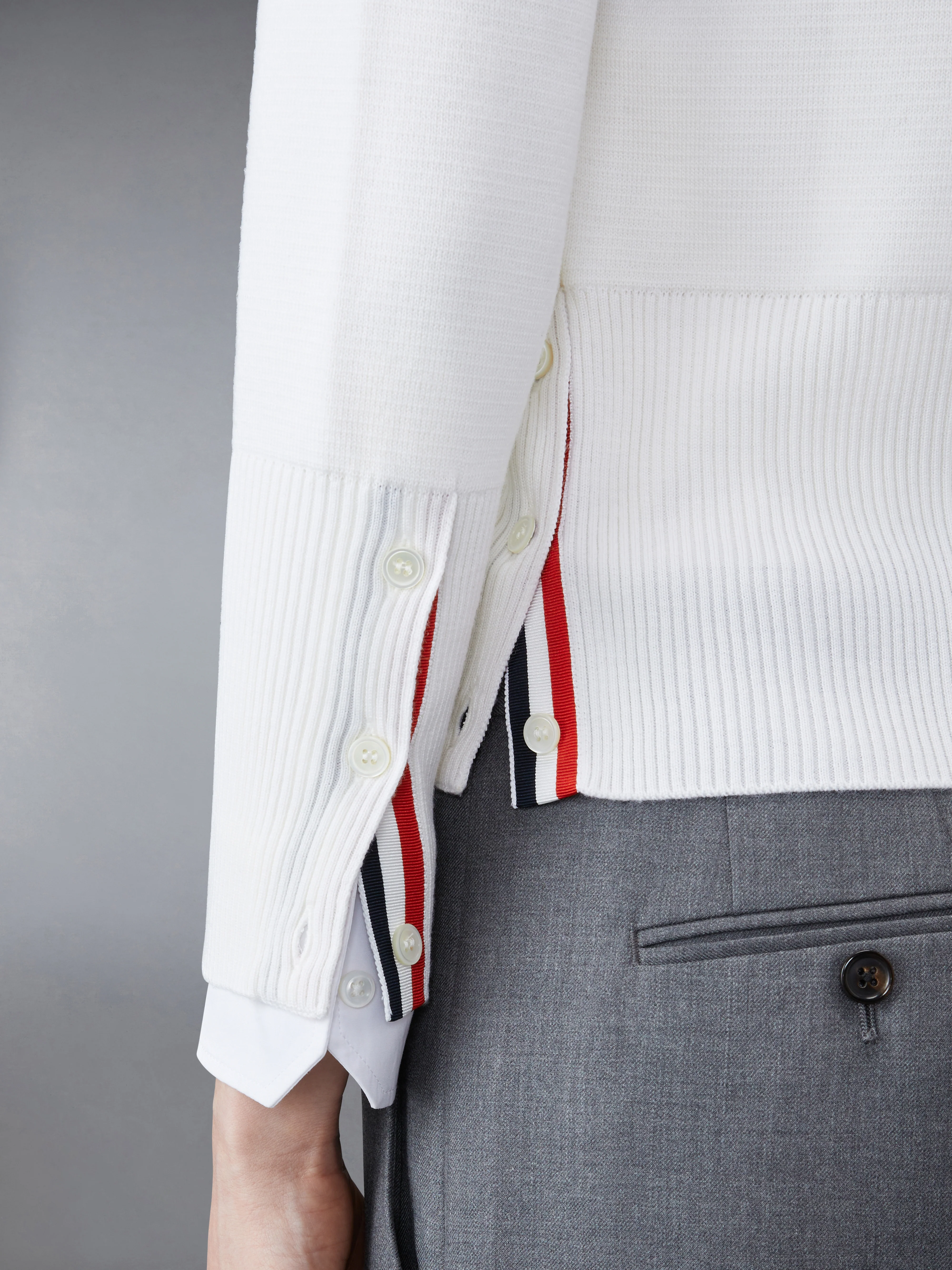 WOOL 4-BAR V-NECK CARDIGAN - Image 5