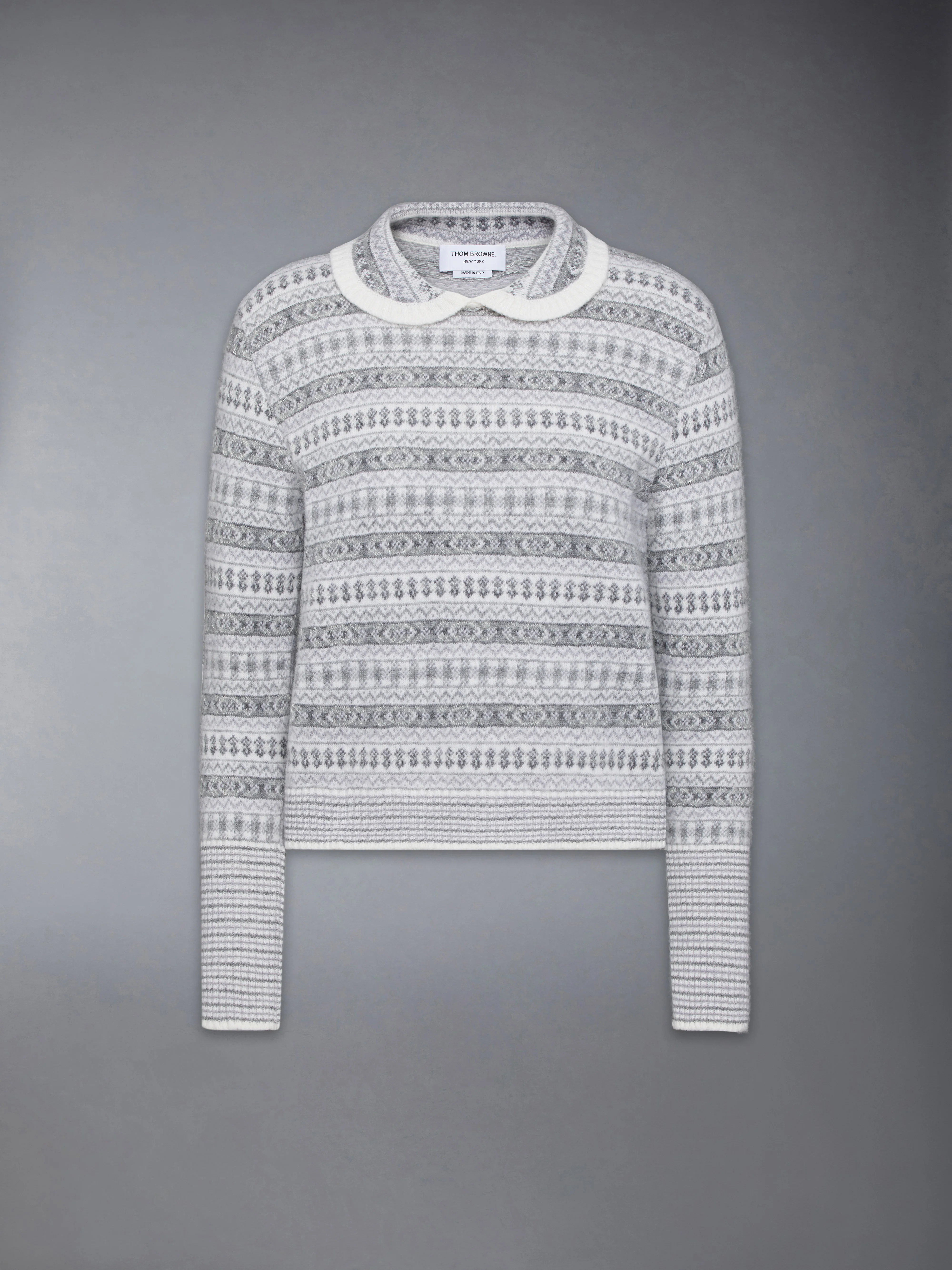 WOOL FLANNEL AND MOHAIR JACQUARD PETER PAN COLLAR PULLOVER - Image 6