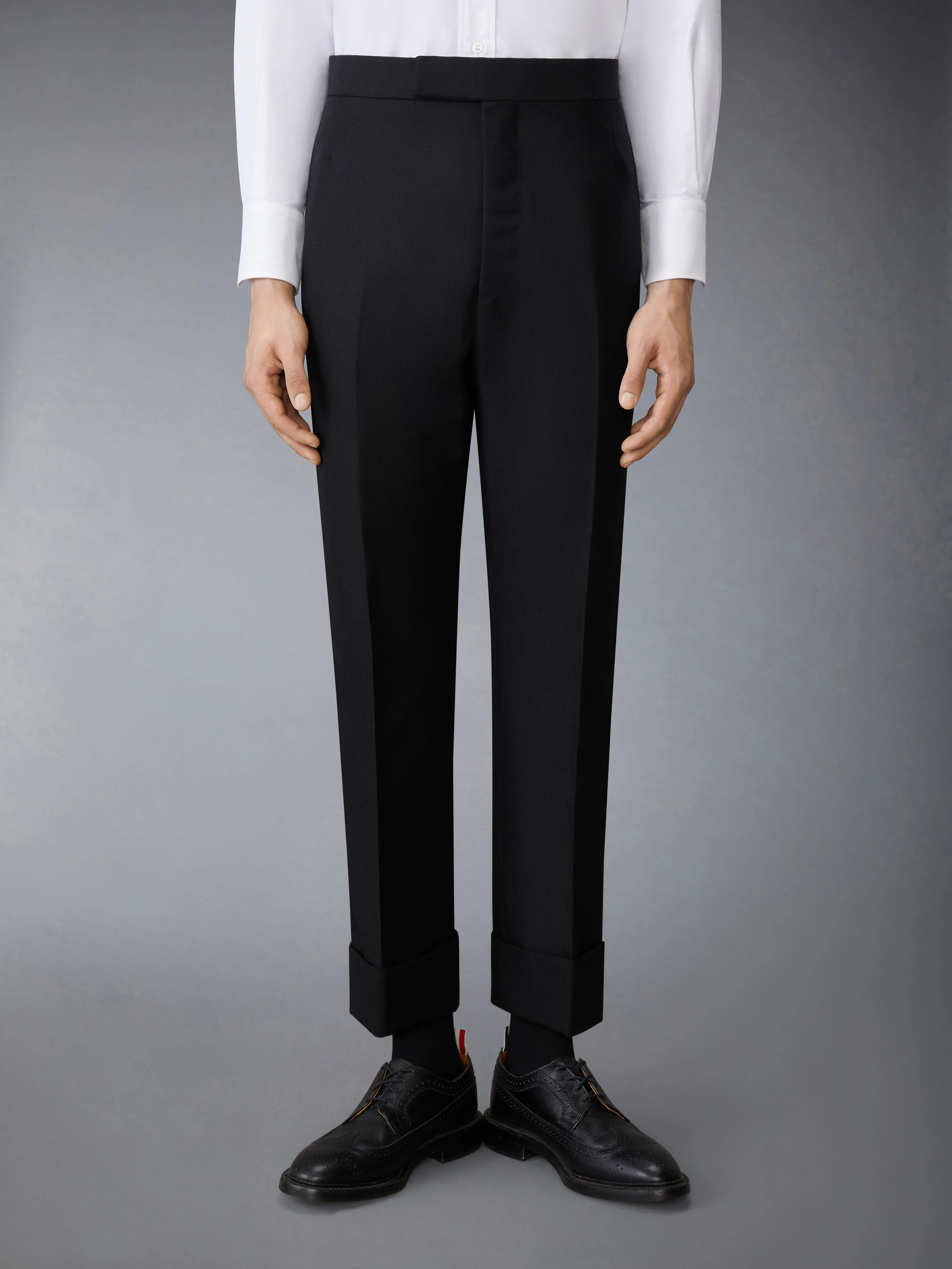 WOOL MOHAIR BACKSTRAP TROUSER