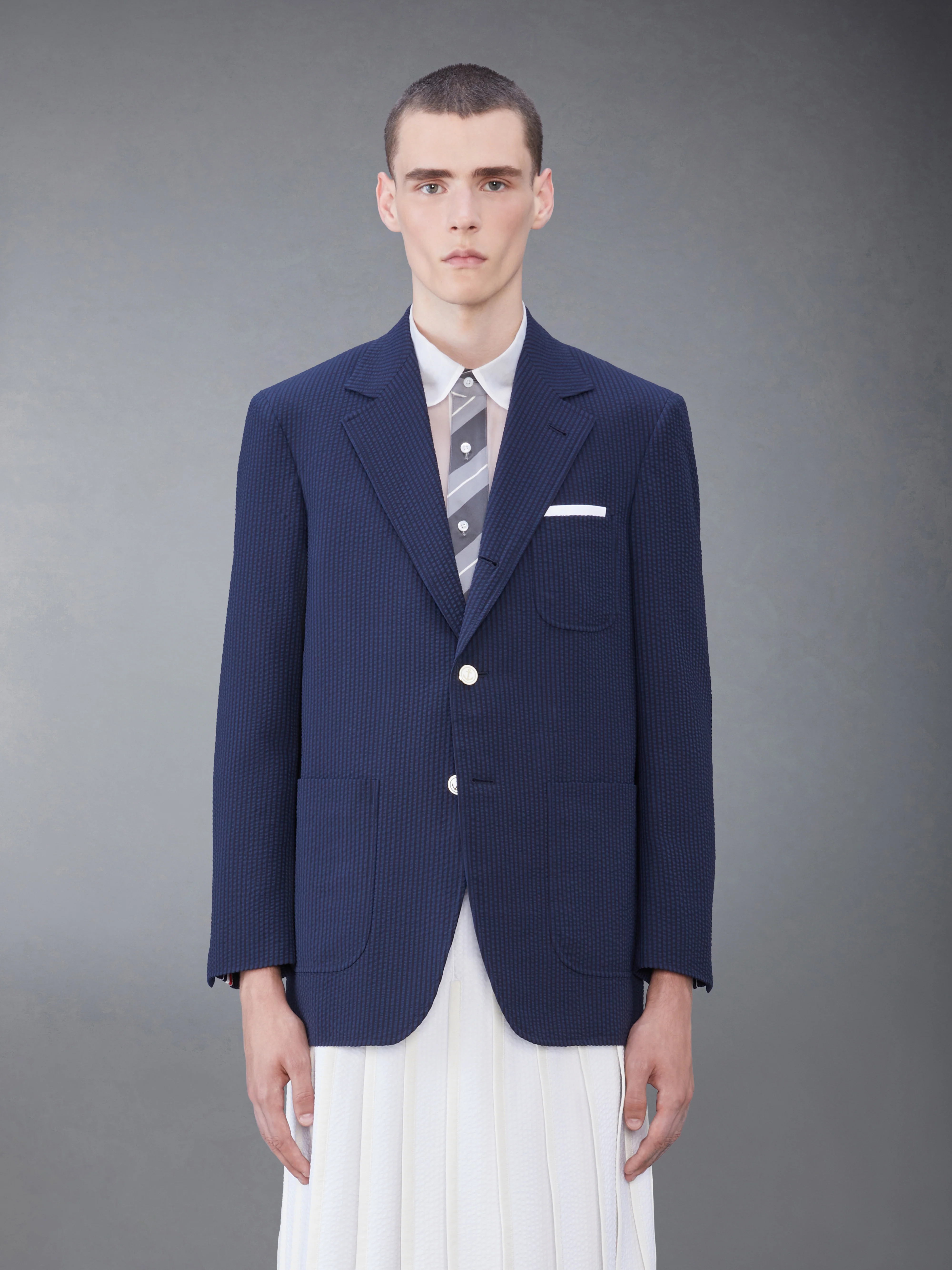 WOOL SEERSUCKER PATCH POCKET SPORT COAT