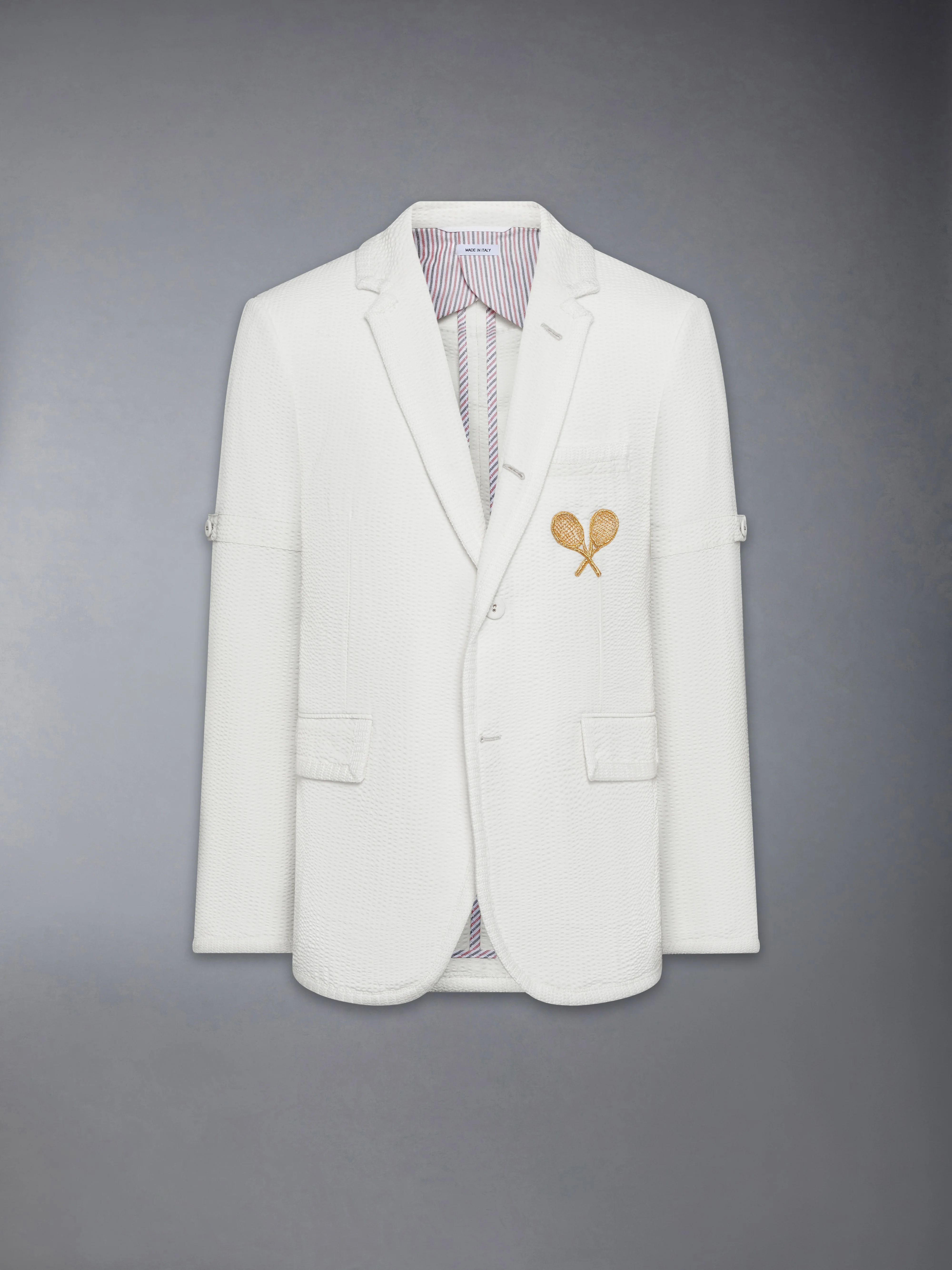 WOOL SEERSUCKER TENNIS EMBROIDERY SPORTCOAT WITH ARMBANDS - Image 7