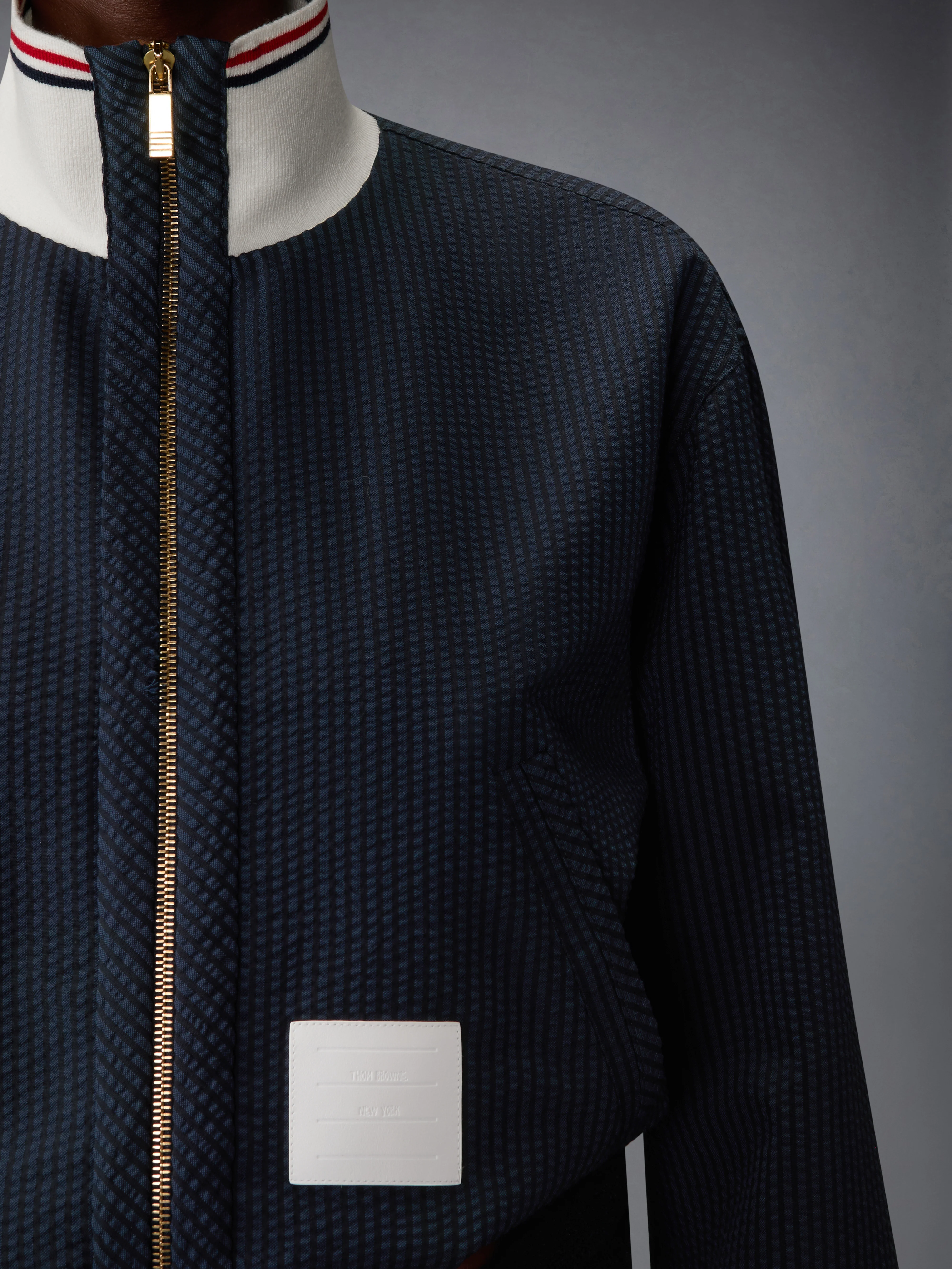 WOOL SEERSUCKER ZIP UP TRACK JACKET - Image 5