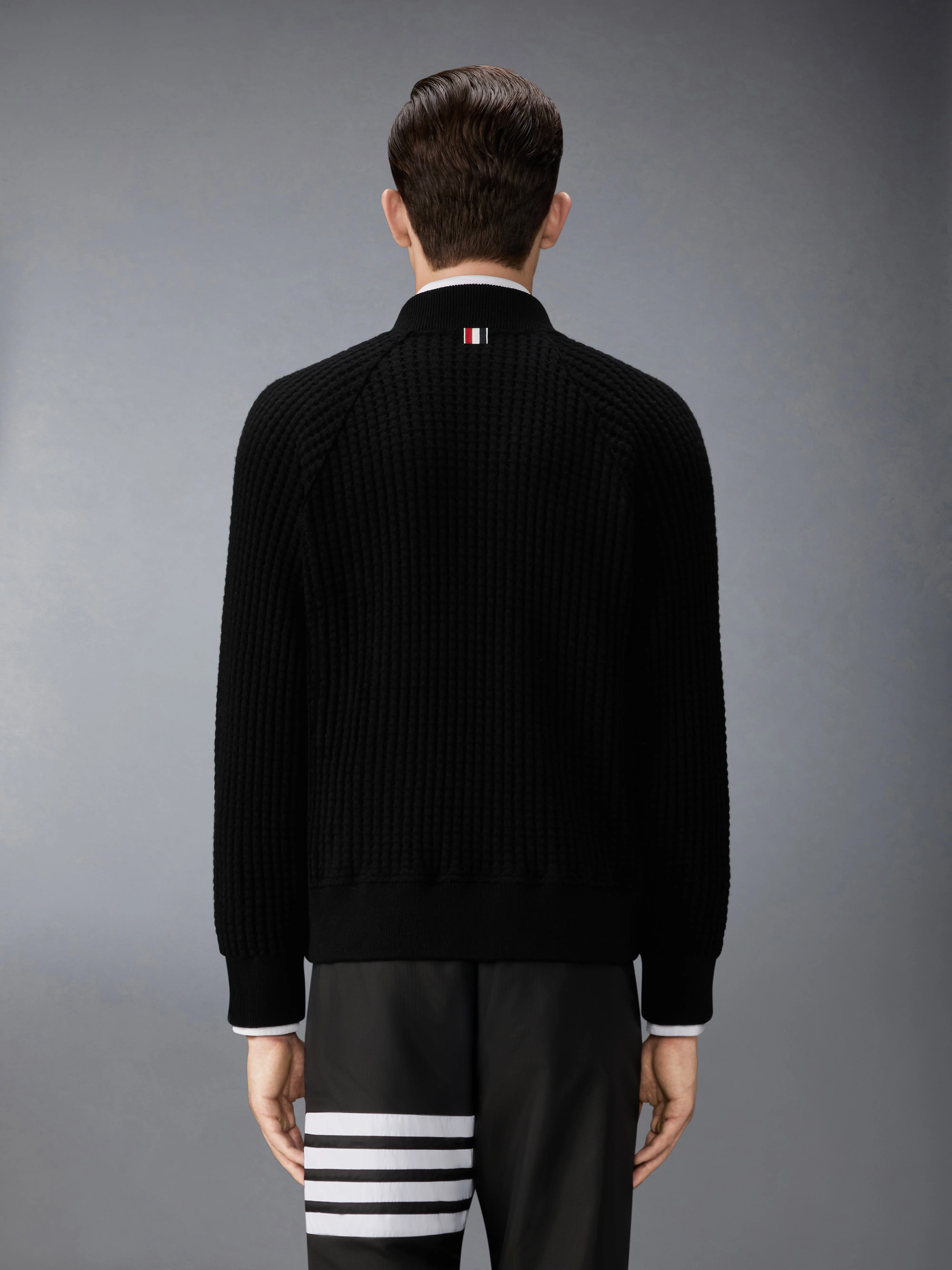 WOOL WAFFLE RAGLAN 4-BAR BOMBER JACKET - Image 2