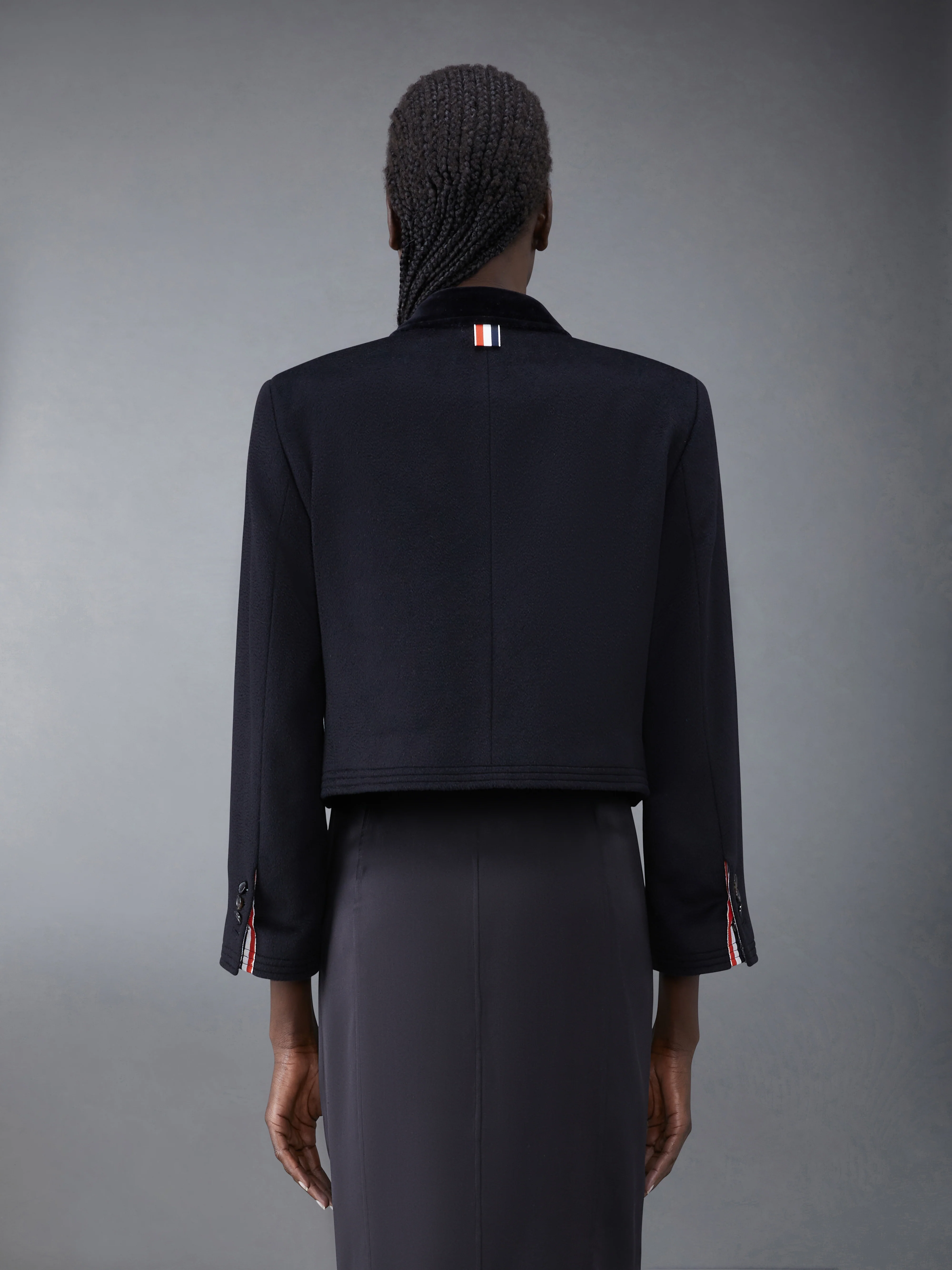 ZIBELINE COAT WEIGHT CASHMERE VELVET COLLAR CROPPED CHESTERFIELD COAT - Image 2