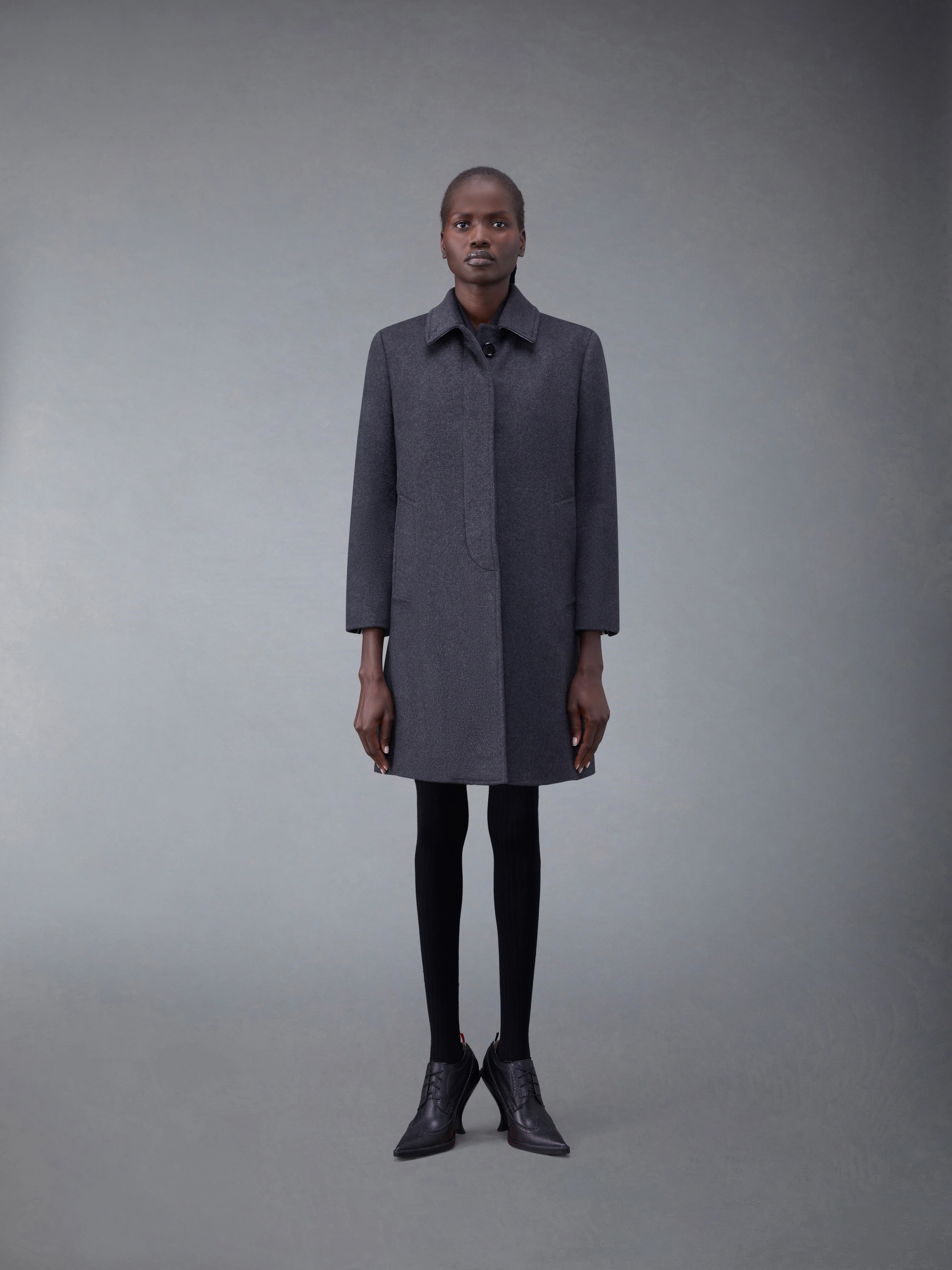 ZIBELINE MELANGE CASHMERE CLASSIC BAL COLLAR OVERCOAT